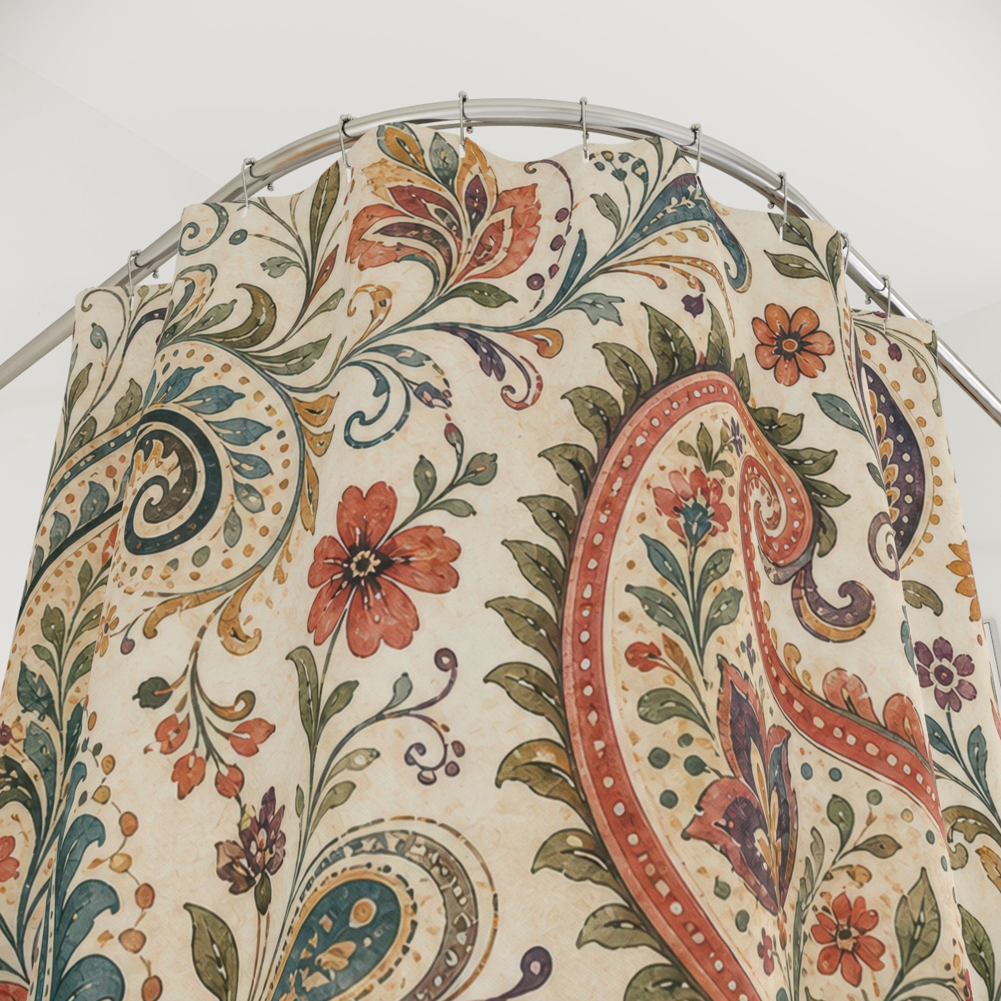 Paisley Boho Floral Shower Curtain