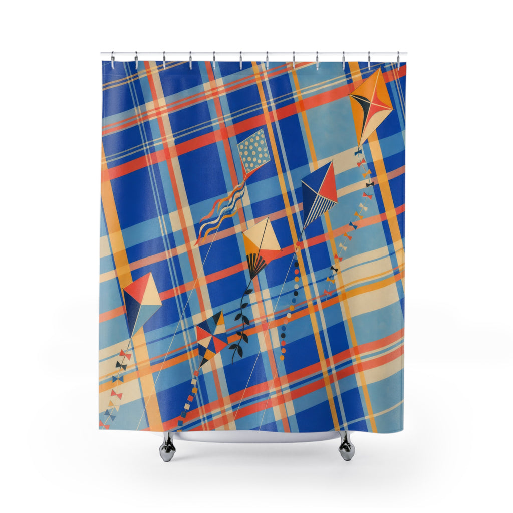 Colorful Kite Plaid Shower Curtain
