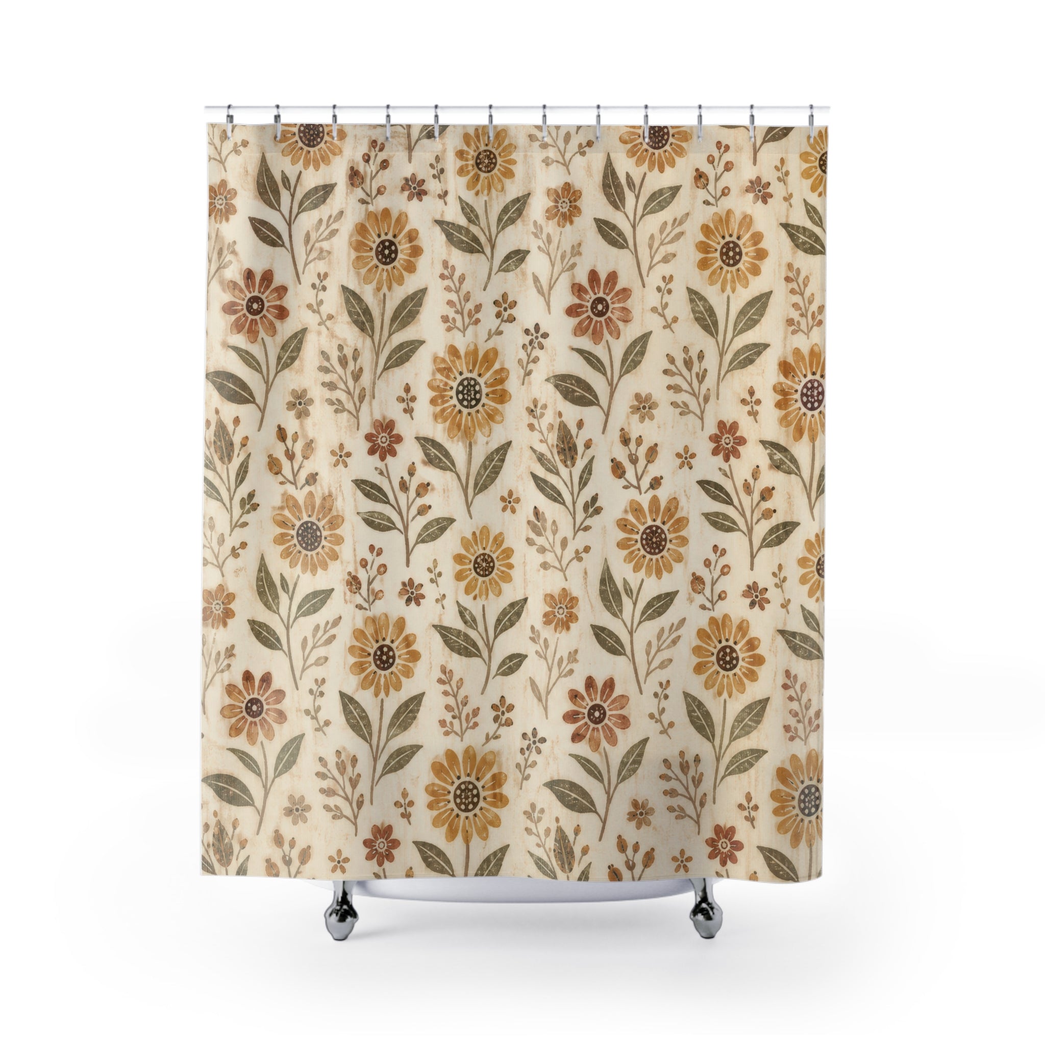 Warm Farmhouse Floral Shower Curtain