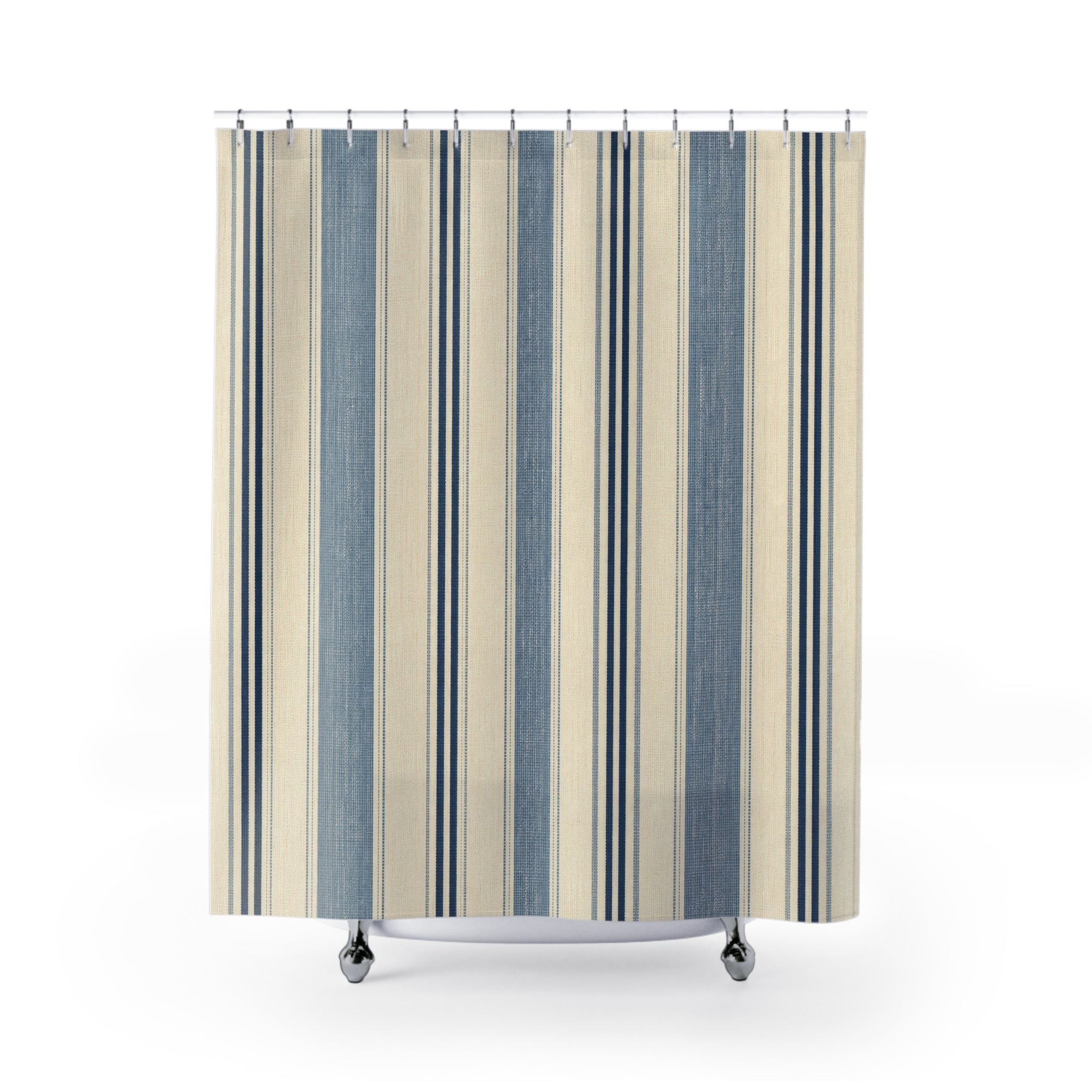 Indigo Market Stripe Shower Curtain