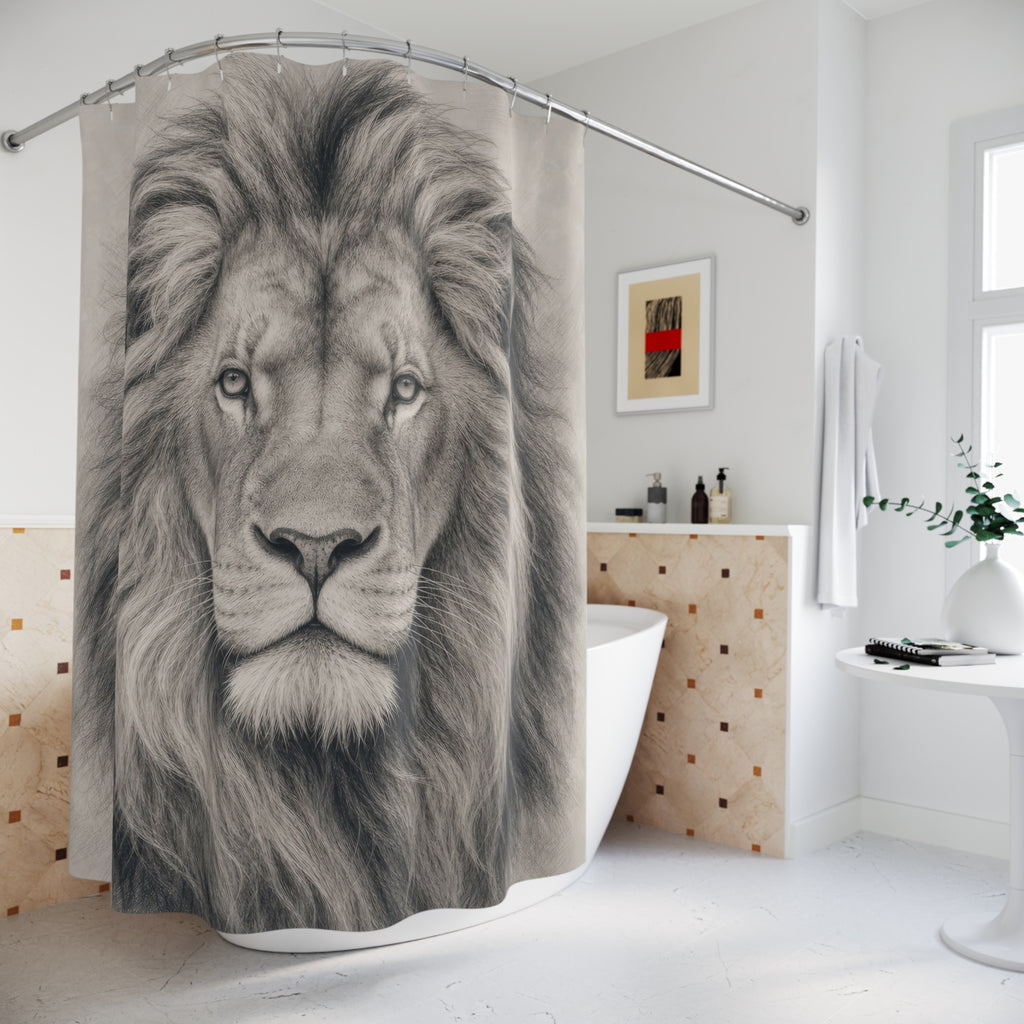 Gray Pencil Animal Portrait Shower Curtain
