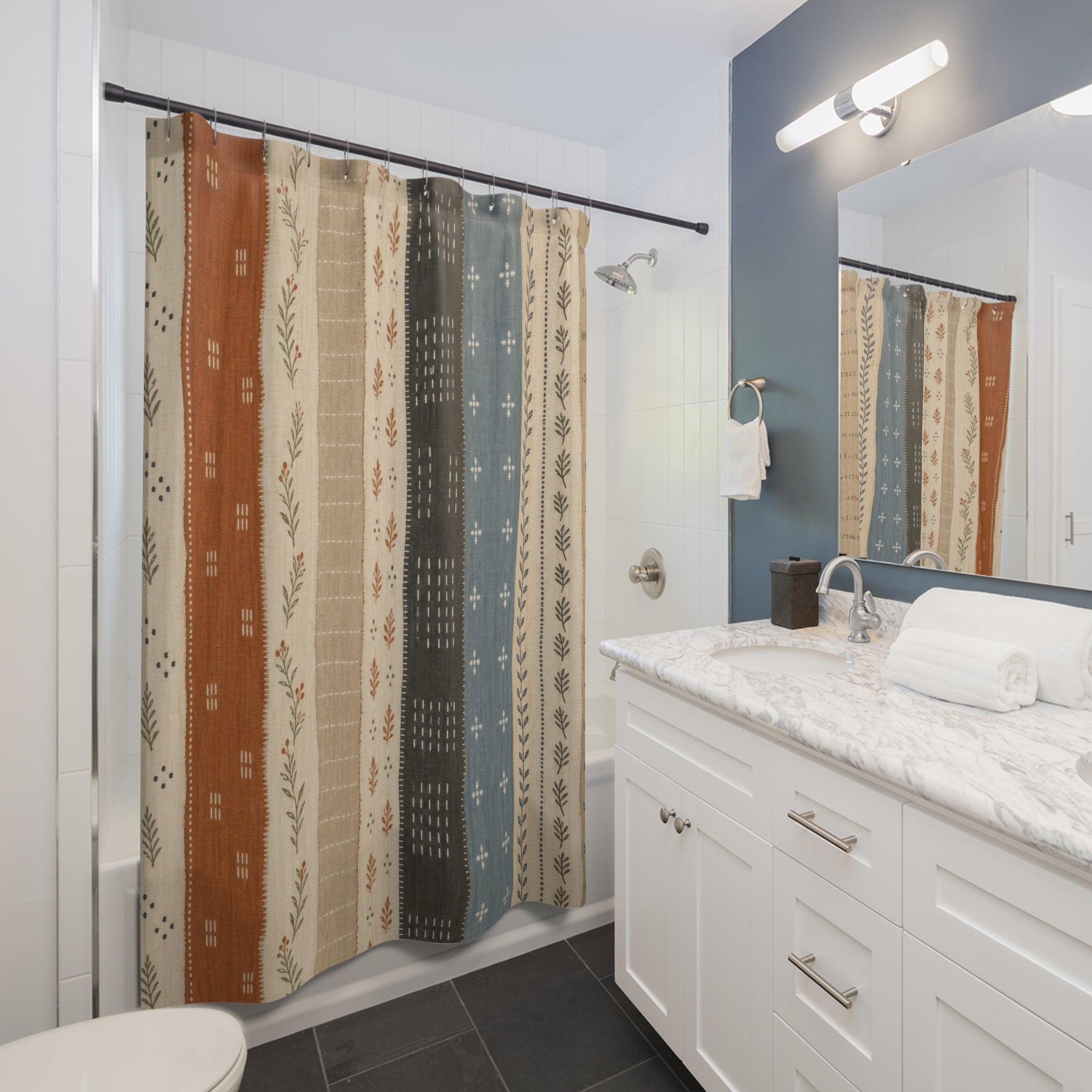 Boho Vertical Stripe Shower Curtain