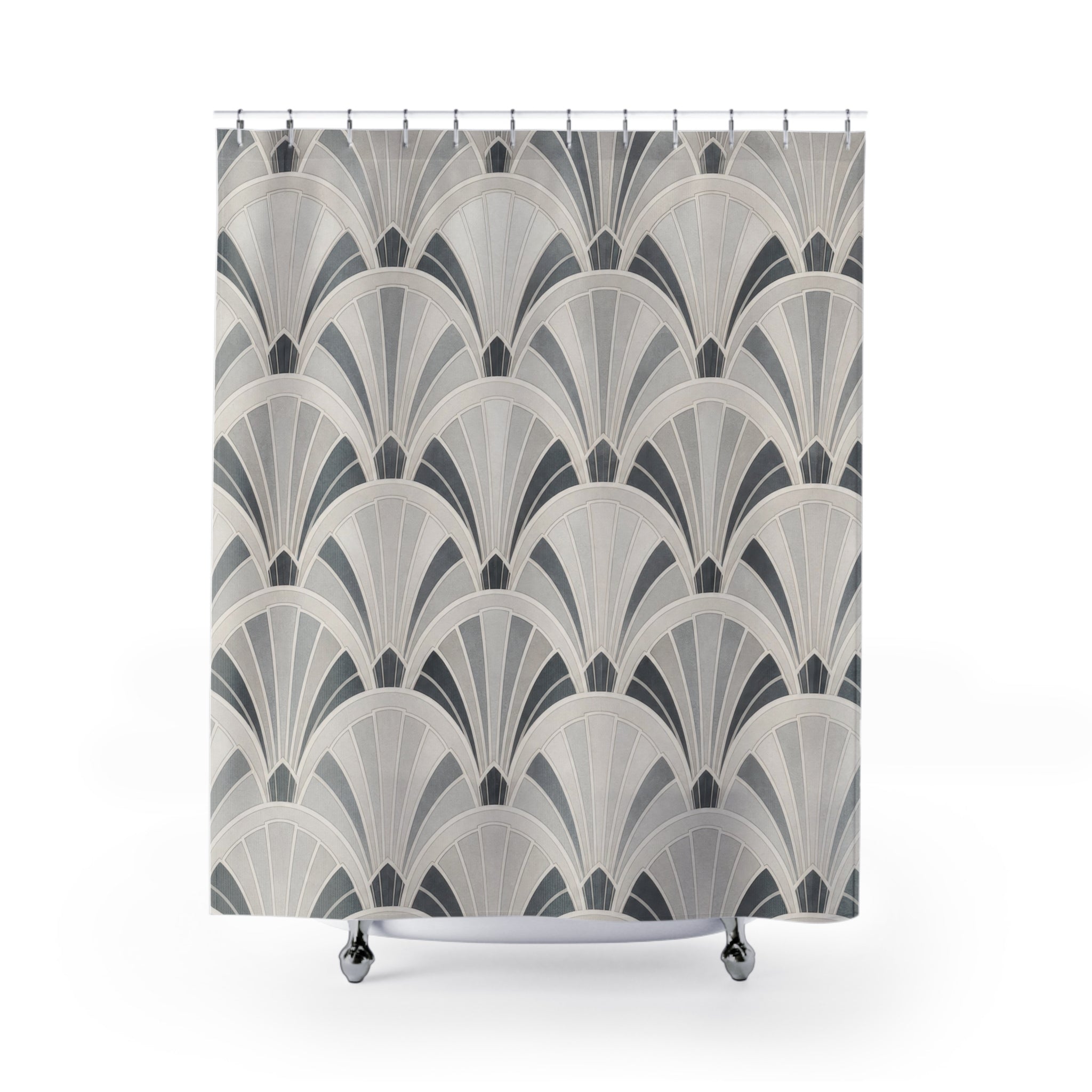 Grey Fan Geometric Shower Curtain