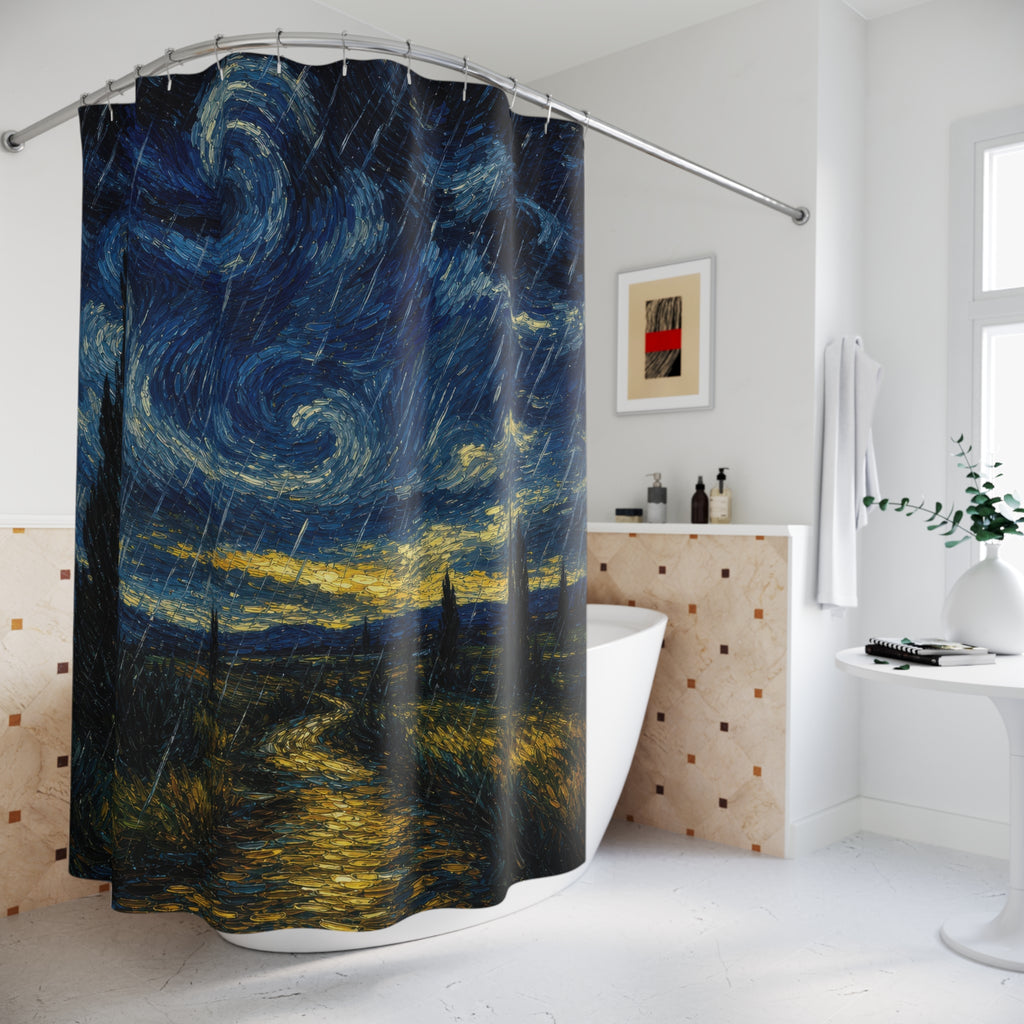 Blue Night Storm Landscape Shower Curtain