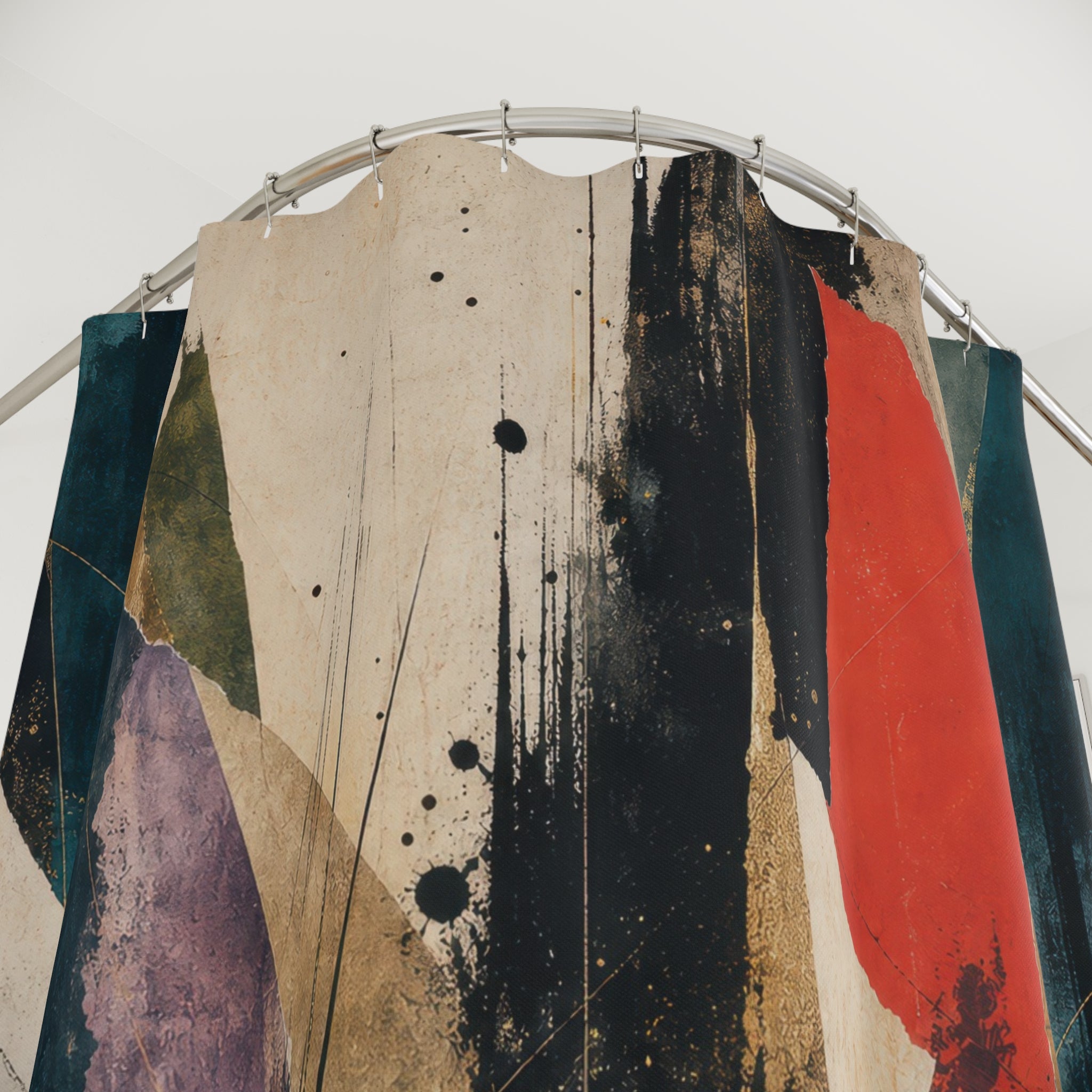 Red Teal Abstract Shower Curtain