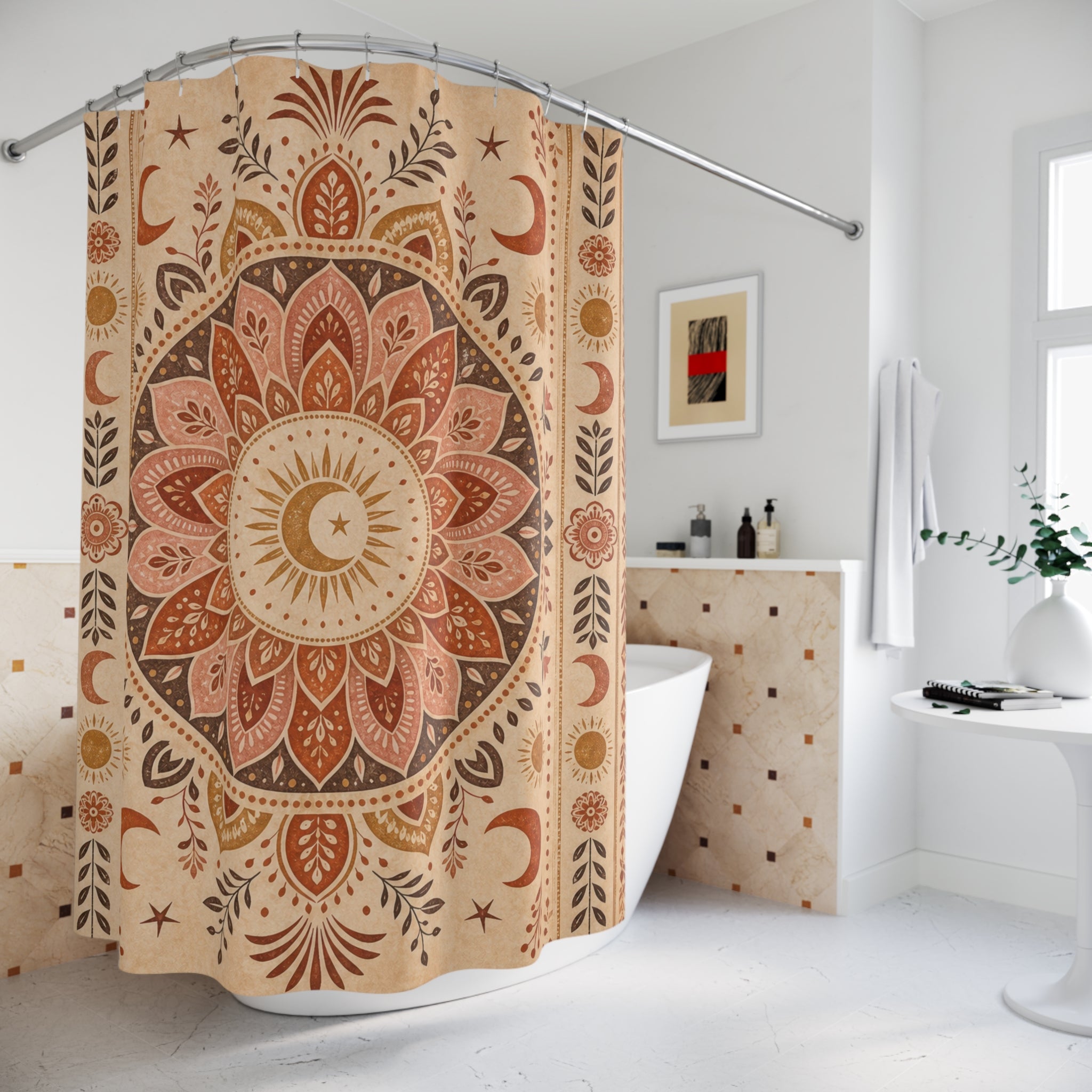 Terracotta Mandala Shower Curtain