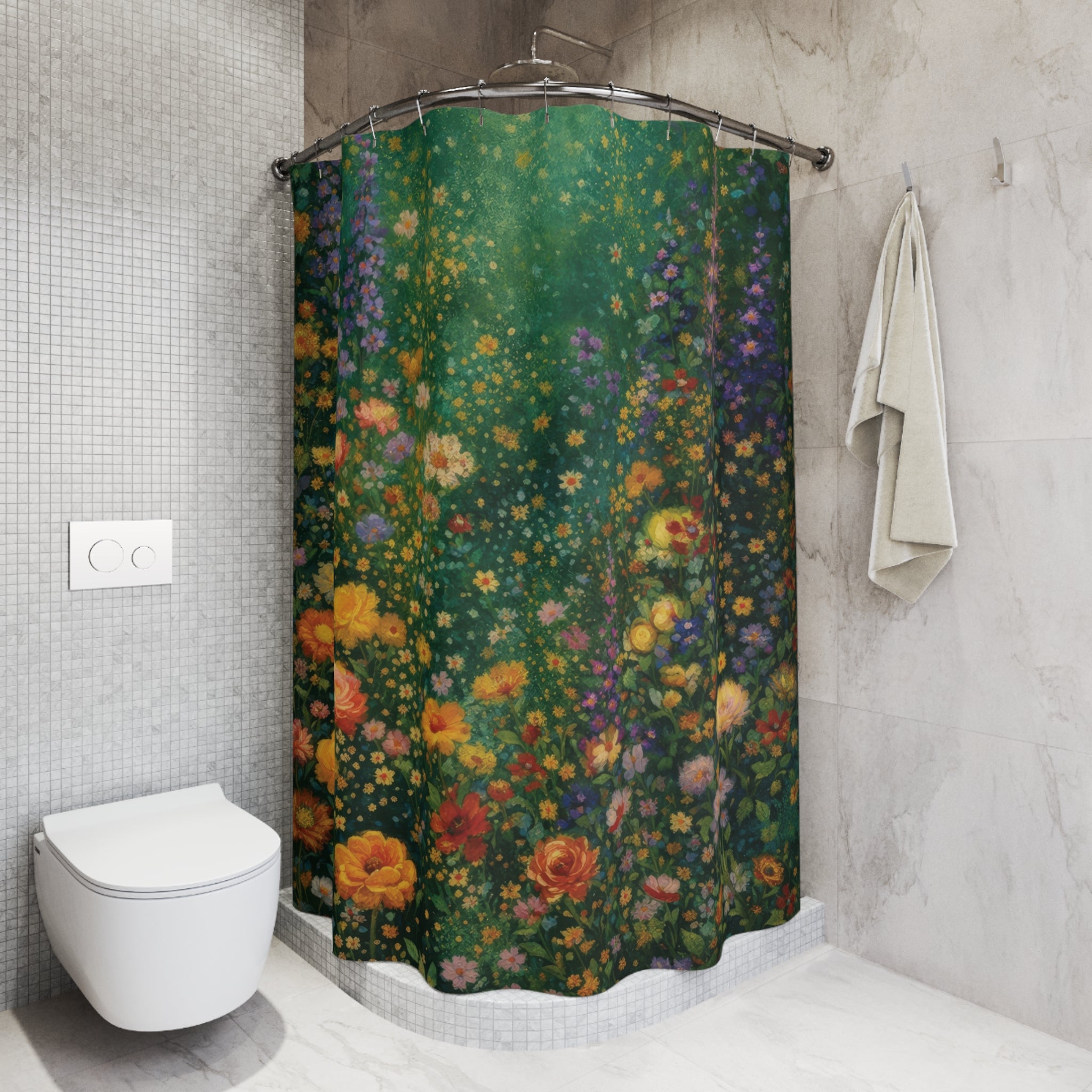 Klimt Wildflower Shower Curtain – Green Botanical