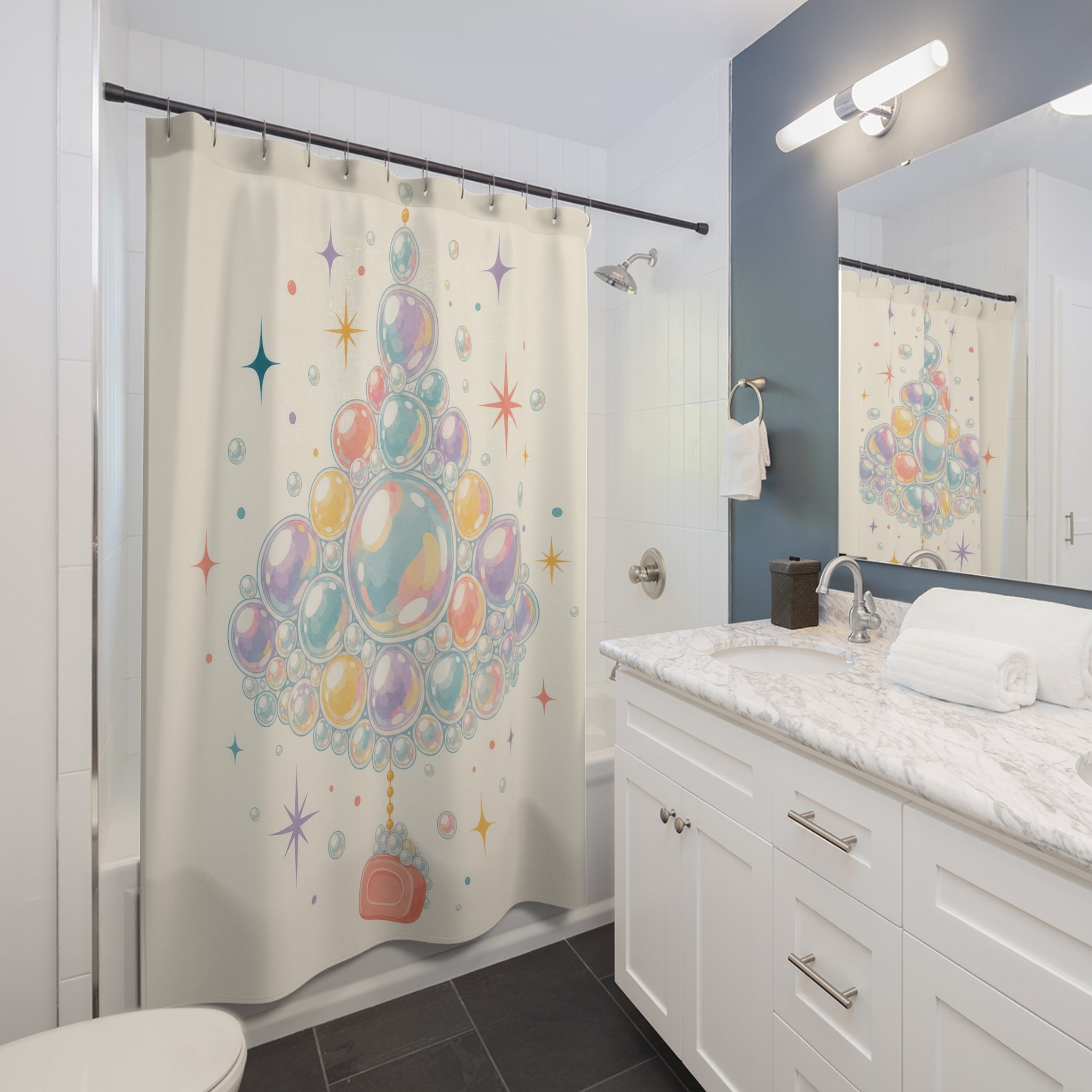 Soap Bubble Jewel Shower Curtain