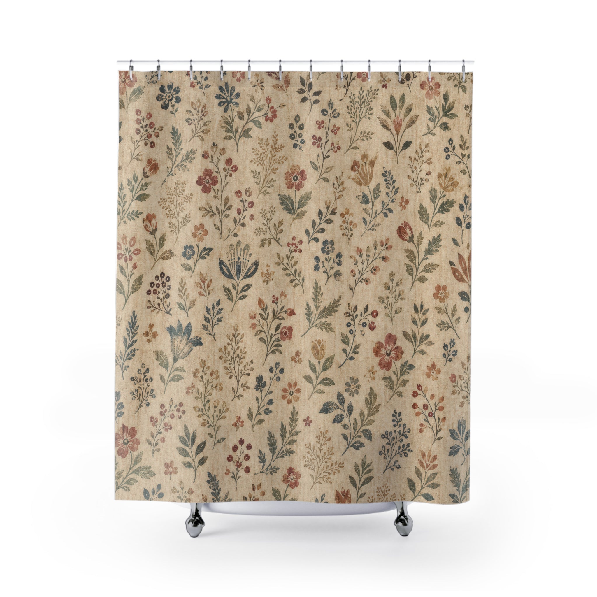 Vintage Farmhouse Wildflower Shower Curtain
