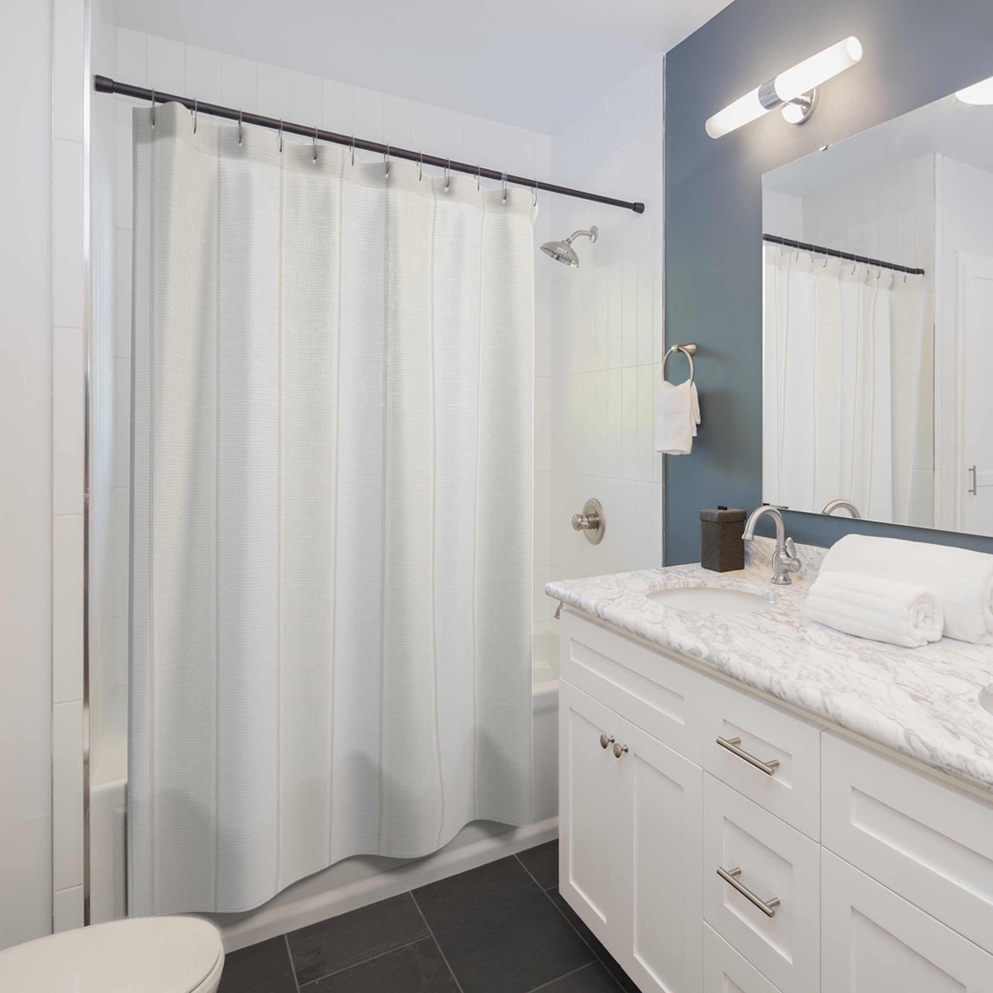 White Hotel Stripe Shower Curtain