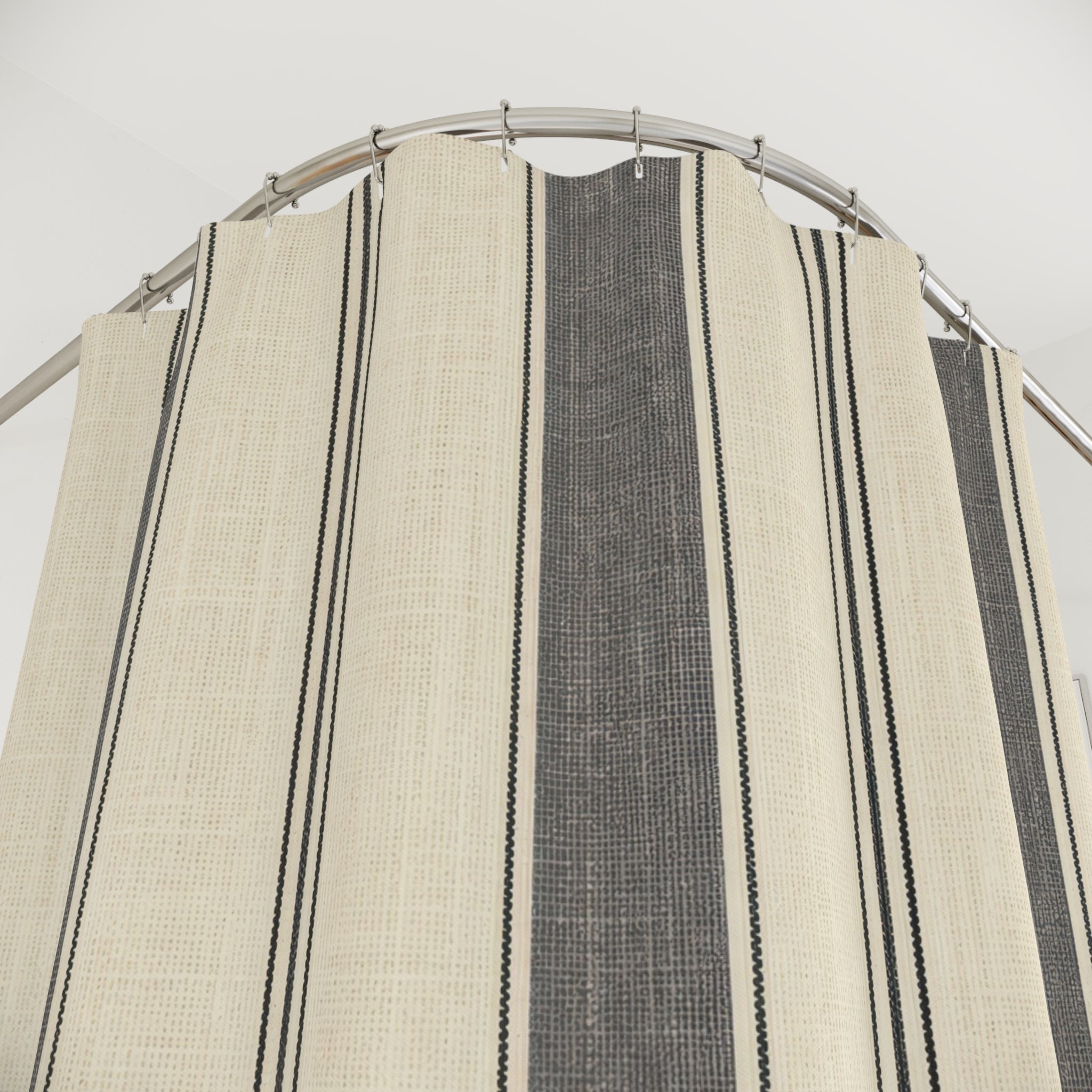 Charcoal Awning Stripe Shower Curtain