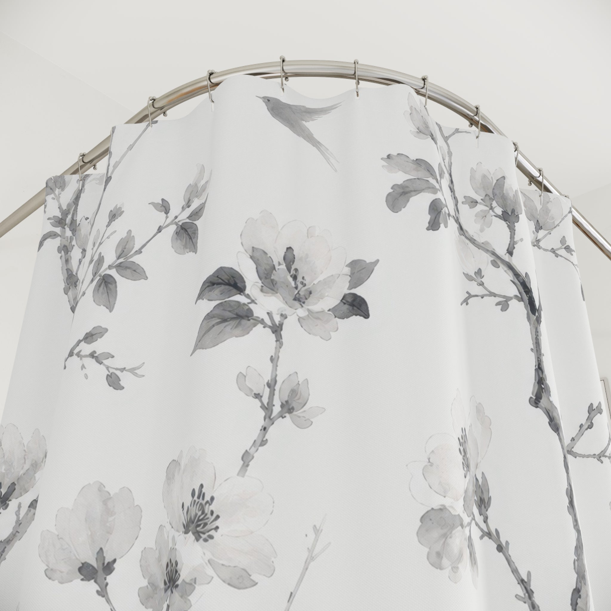 Grey Blossom Branch Shower Curtain