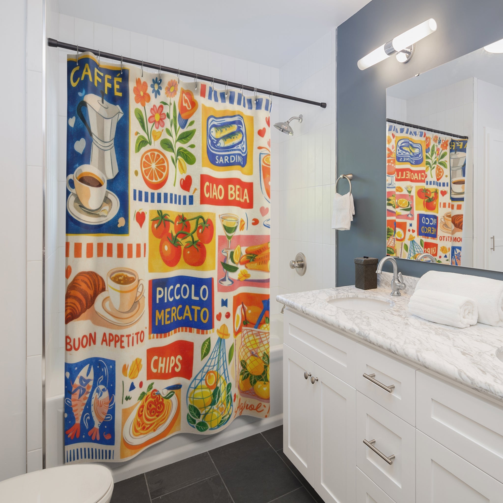 Mediterranean Food Art Shower Curtain