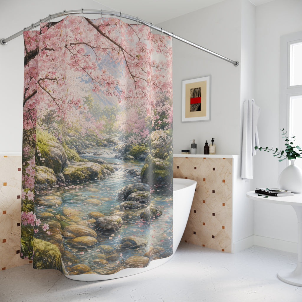 Cherry Blossom Stream Shower Curtain