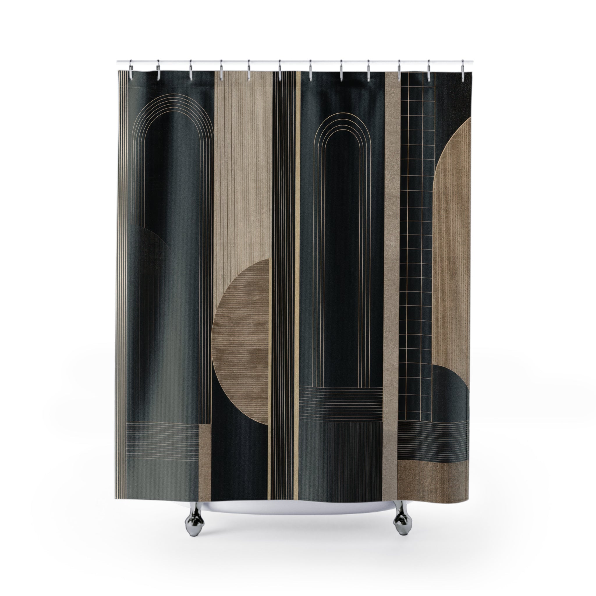 Black and Beige Art Deco Shower Curtain