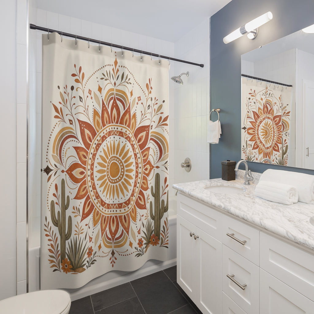 Terracotta Sunburst Medallion Shower Curtain