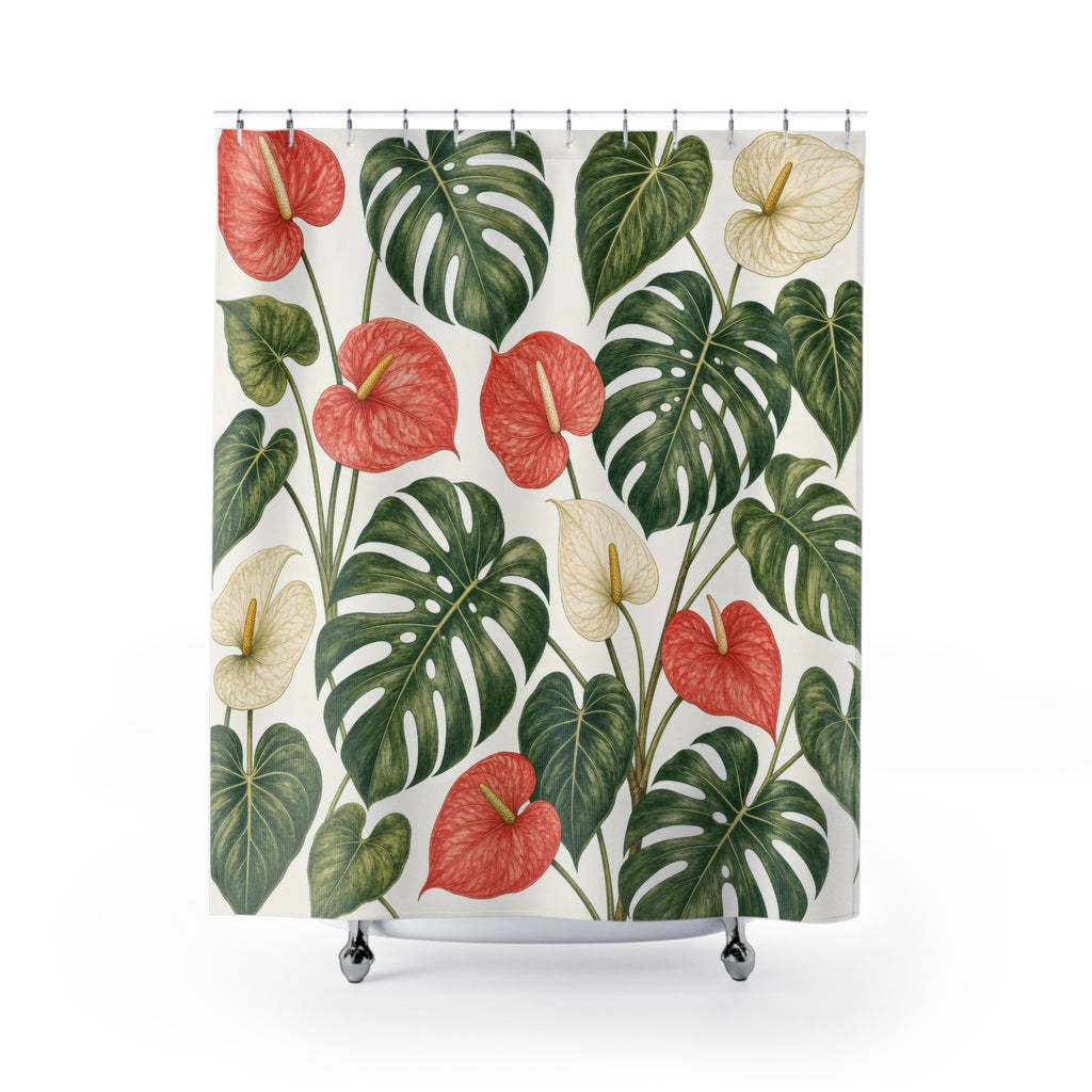 Monstera Leaf Tropical Botanical Shower Curtain