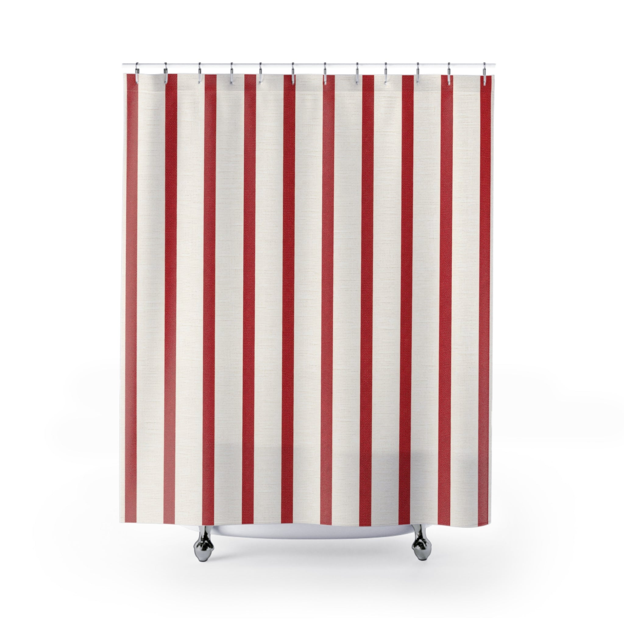 Red and White Americana Stripe Shower Curtain: Summer Guest