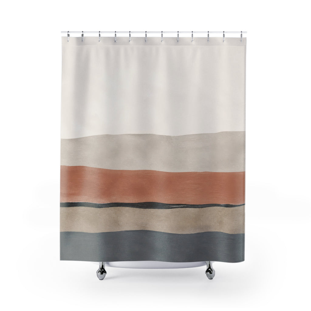 Terracotta Beige Layered Landscape Shower Curtain