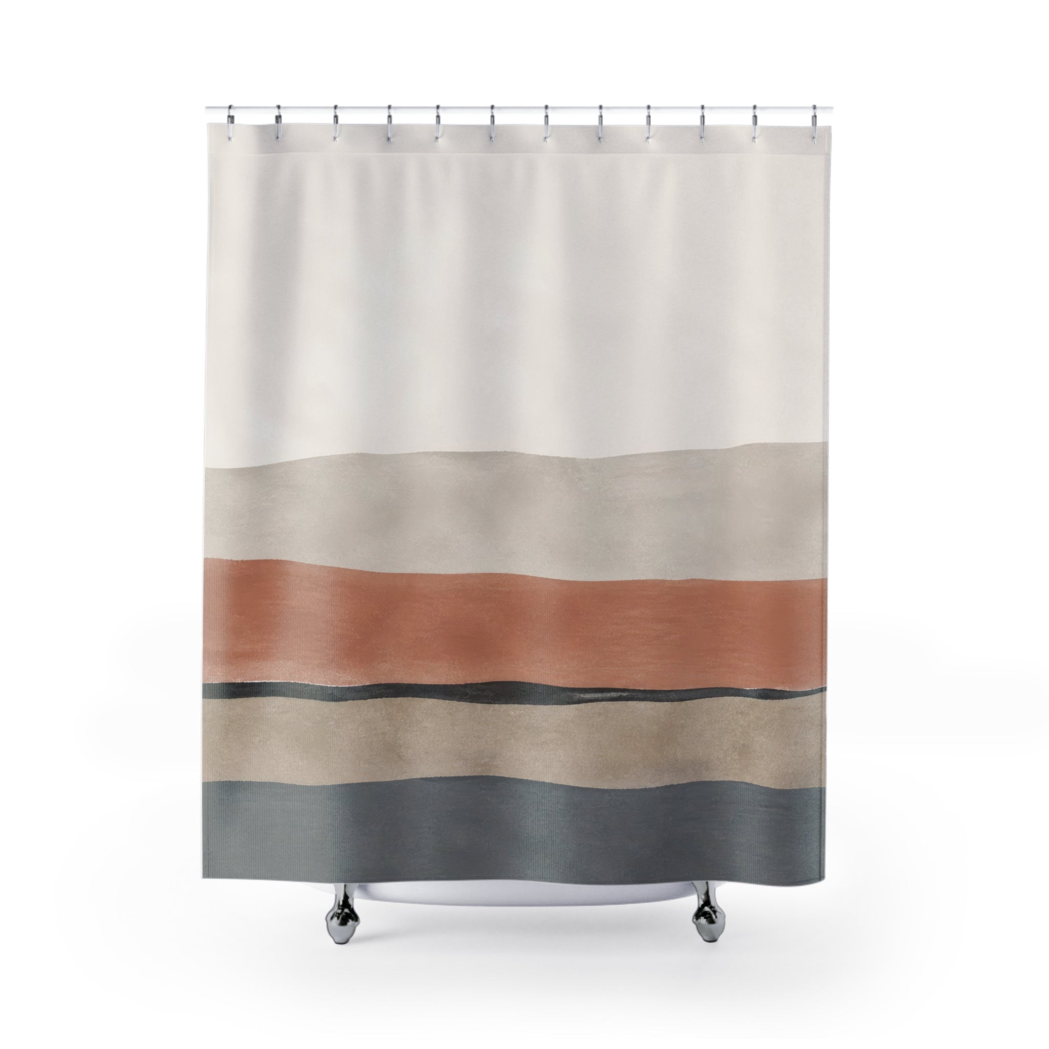 Terracotta Beige Layered Landscape Shower Curtain