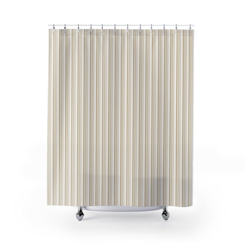 Beige Tone-on-Tone Striped Shower Curtain