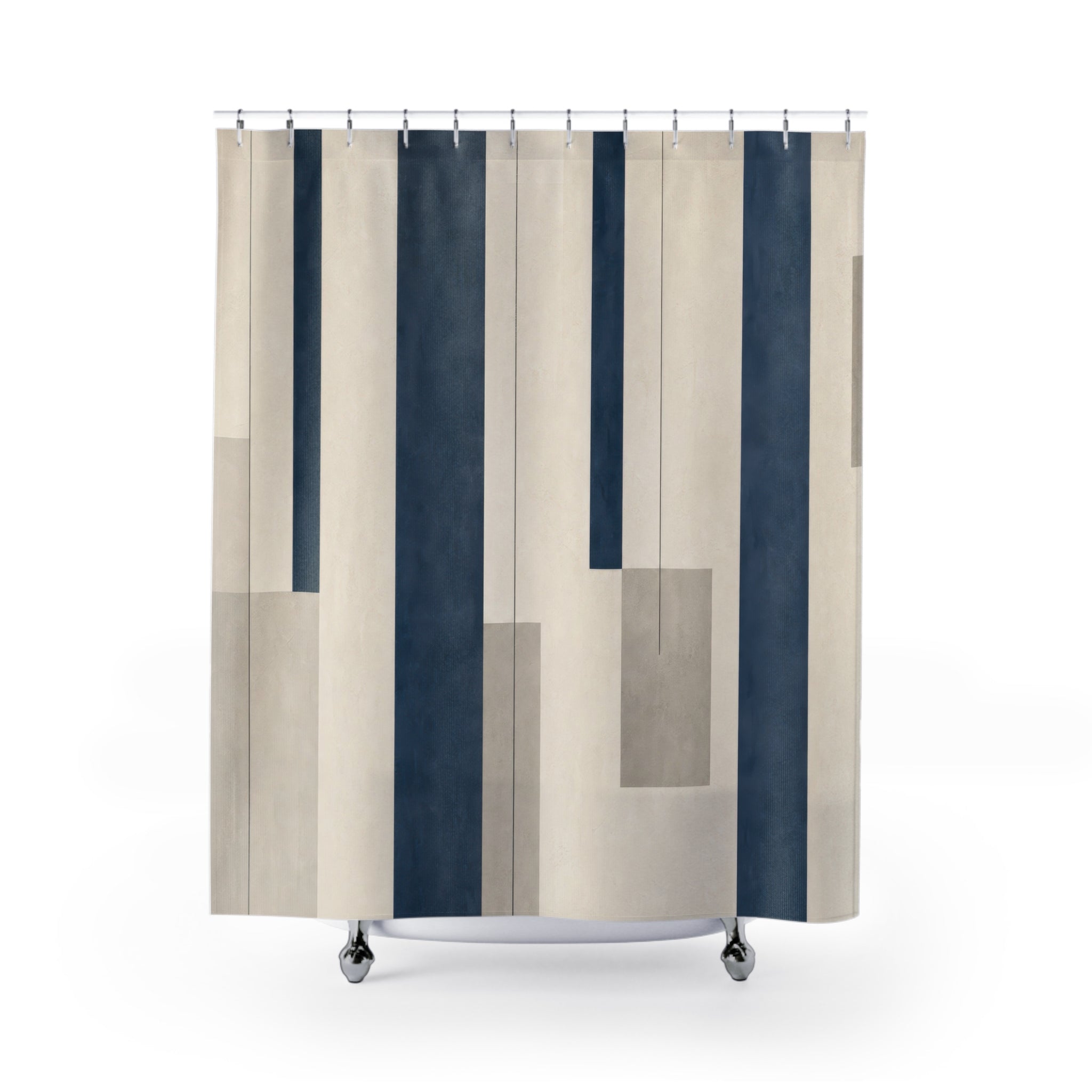 Beige Gray Modern Navy Shower Curtain: Beige Gray Modern Showe