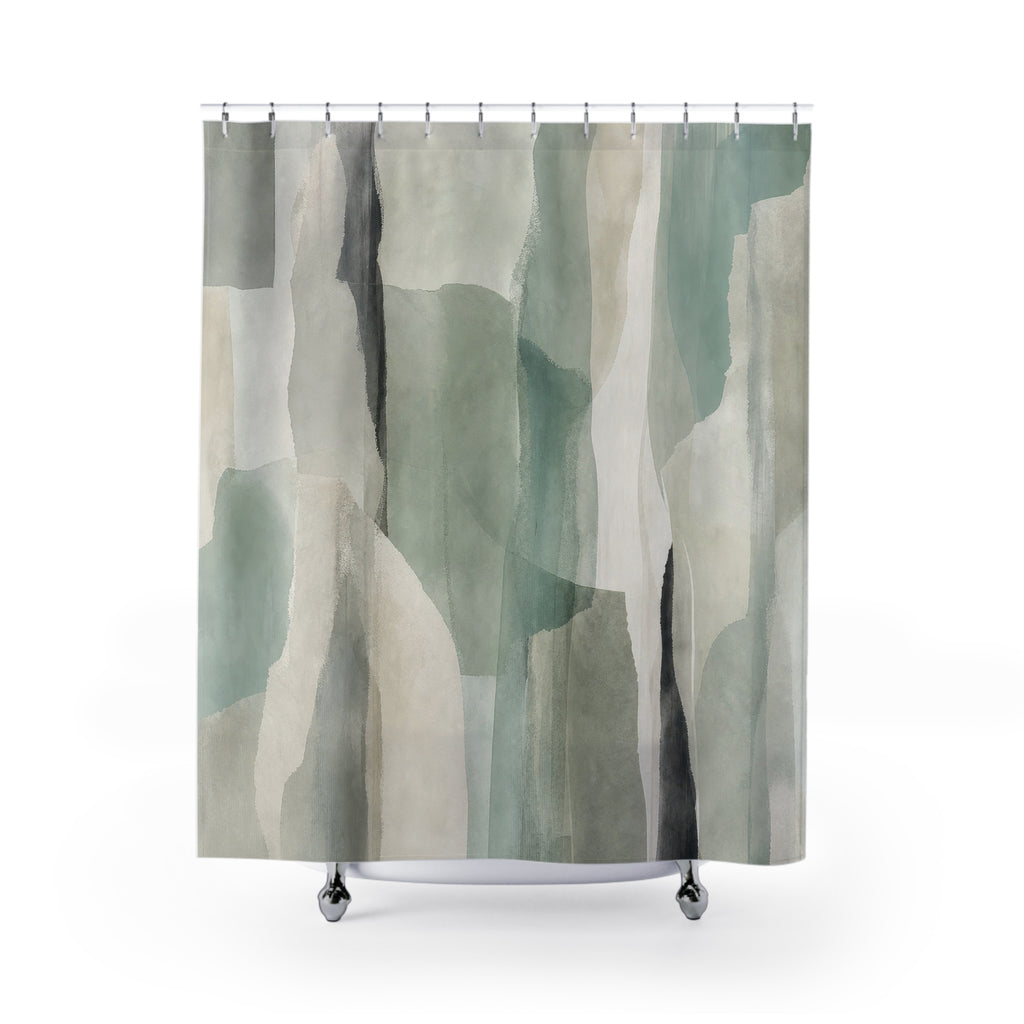 Sage Gray Watercolor Abstract Shower Curtain
