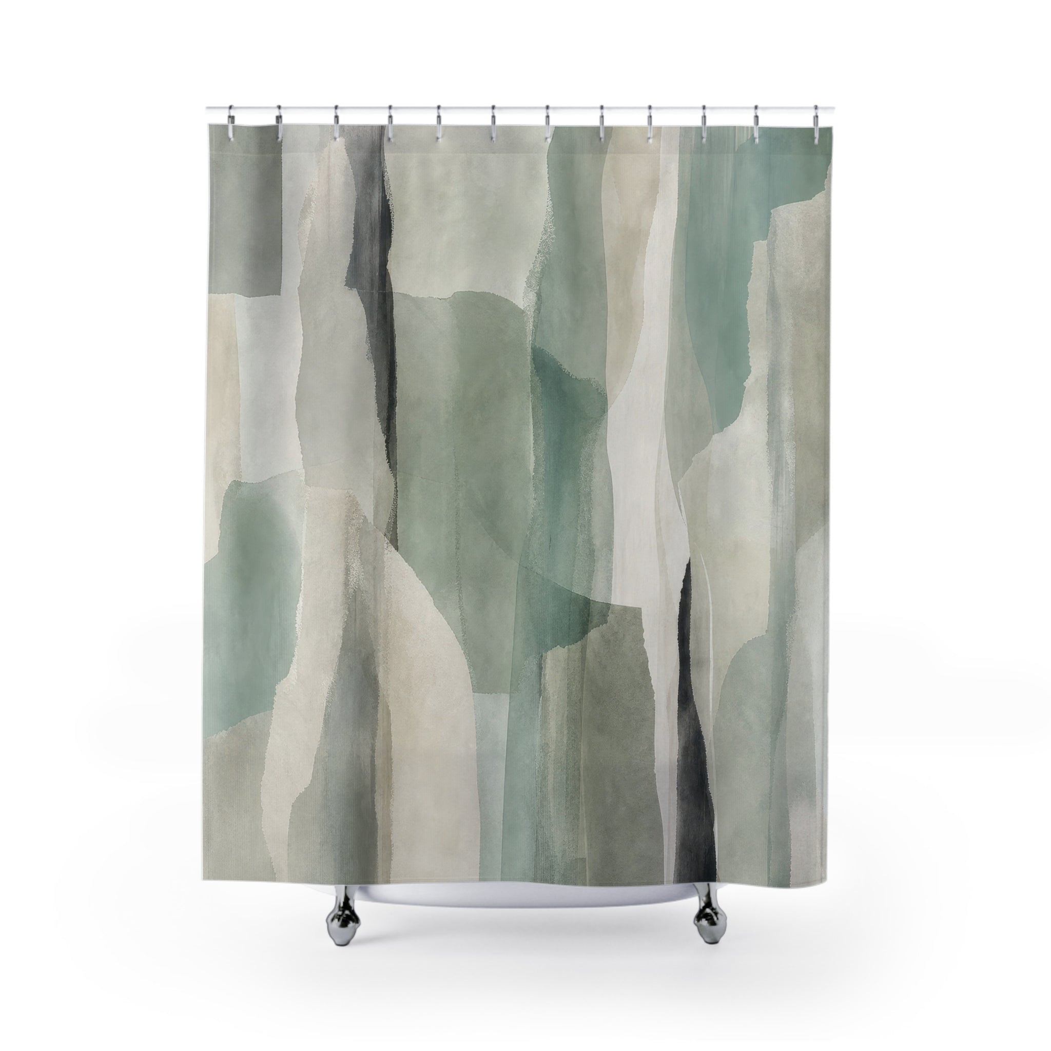 Sage Gray Watercolor Abstract Shower Curtain