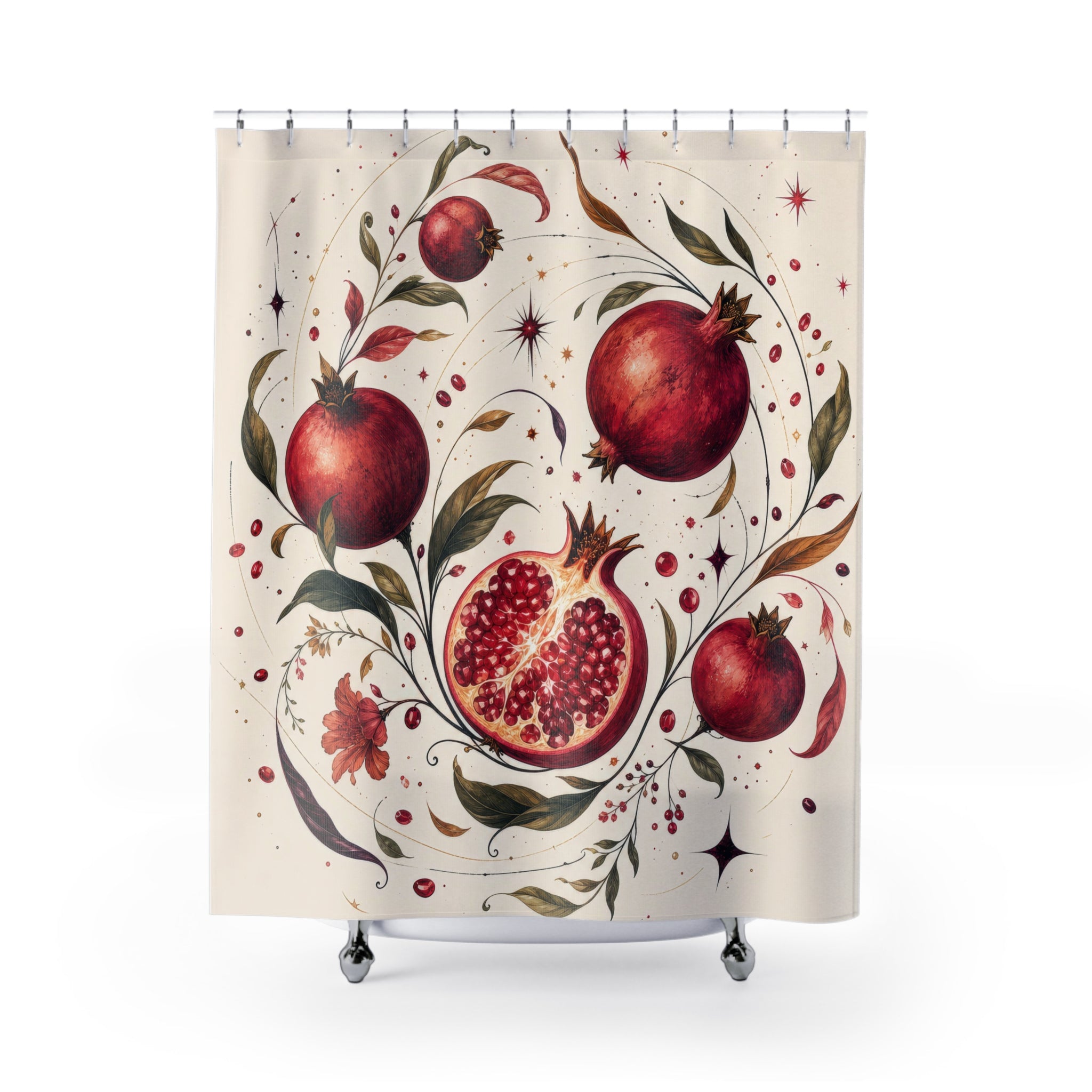 Surreal Pomegranate Orbit Shower Curtain