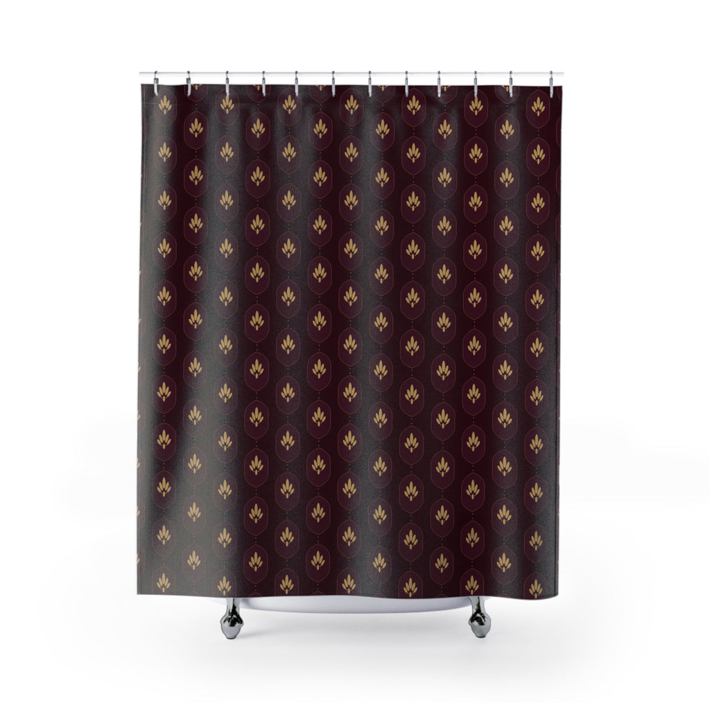 Burgundy & Gold Damask Shower Curtain – Victorian Ogee
