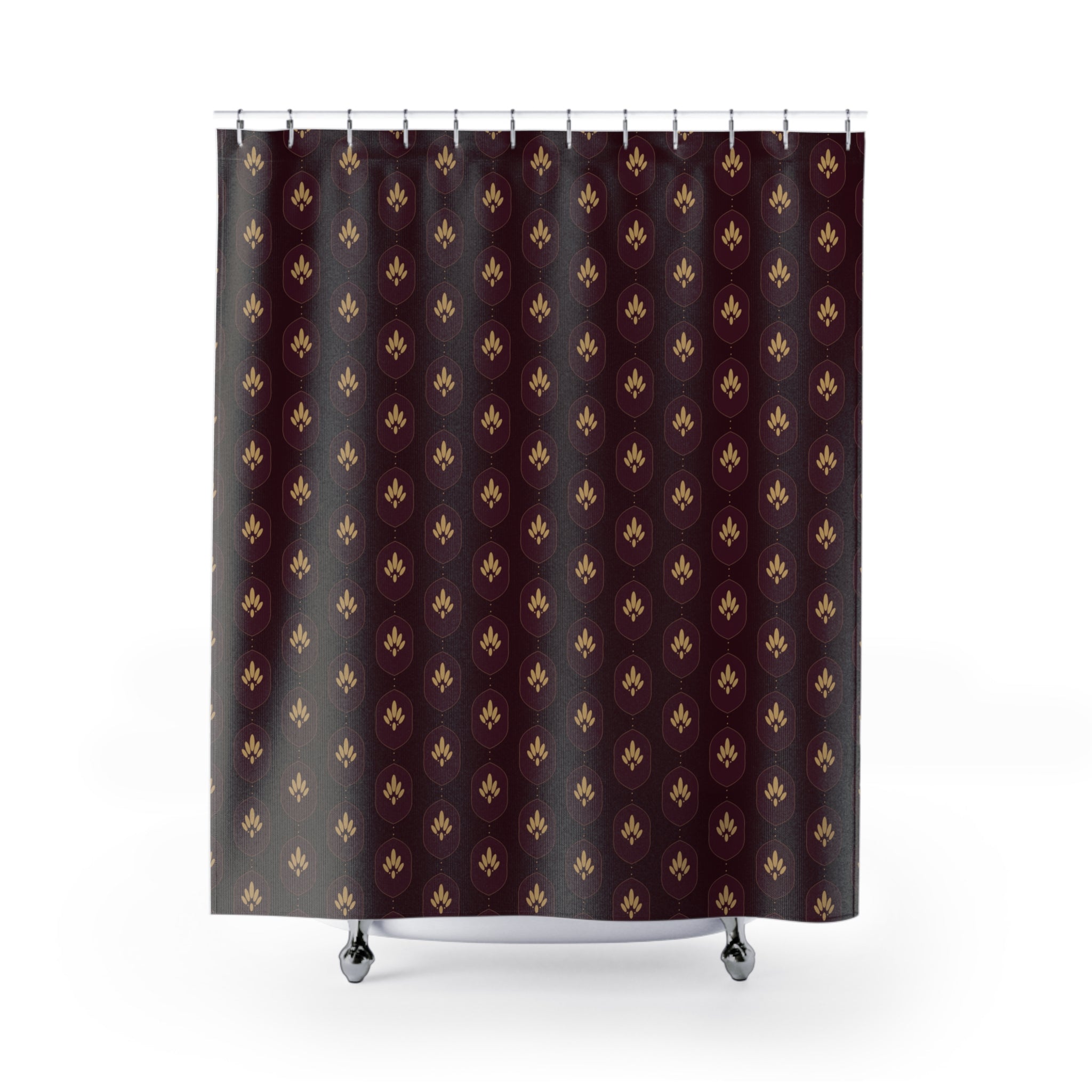 Burgundy & Gold Damask Shower Curtain – Victorian Ogee