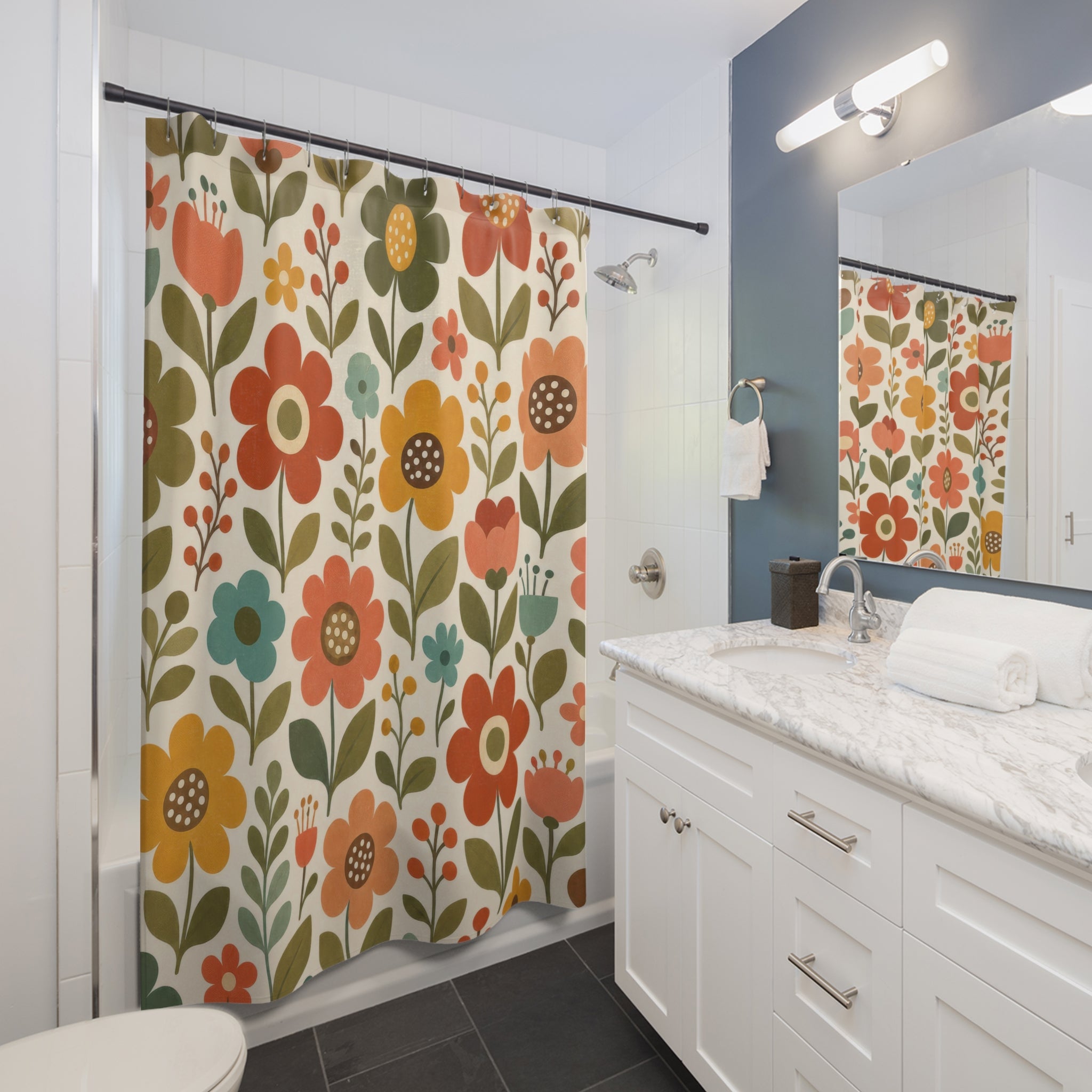 Retro Boho Shower Curtain