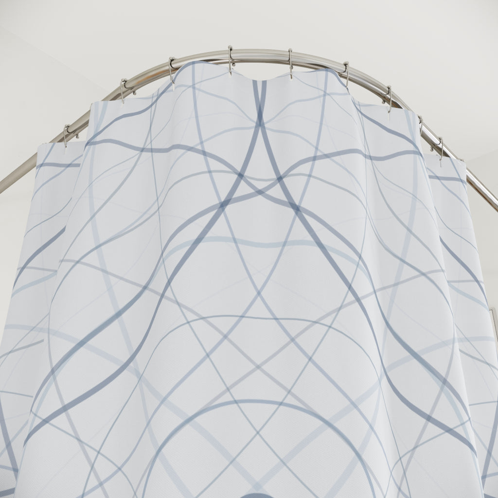 Blue and Grey Wave Ripple Shower Curtain