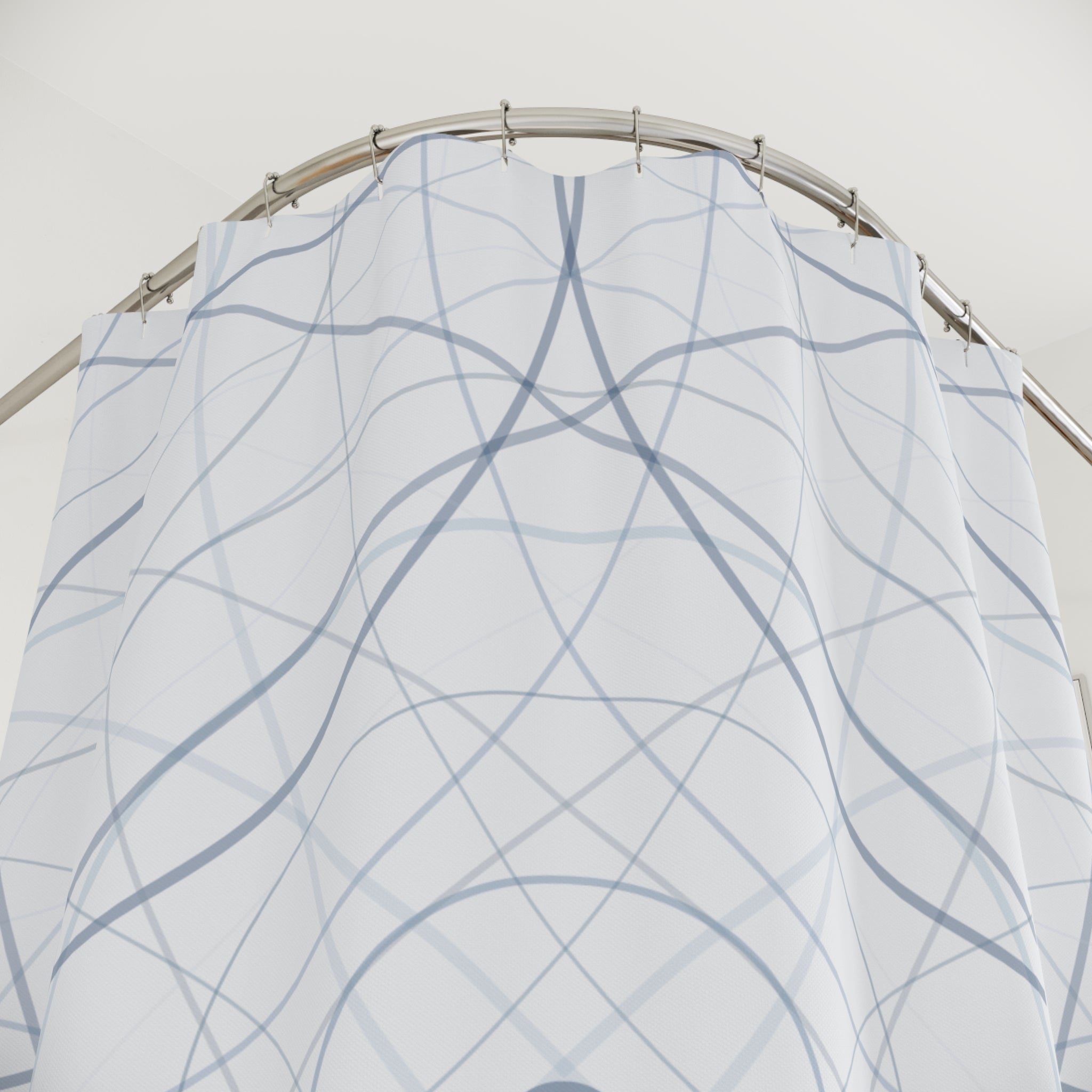 Blue and Grey Wave Ripple Shower Curtain