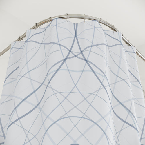 Blue and Grey Wave Ripple Shower Curtain