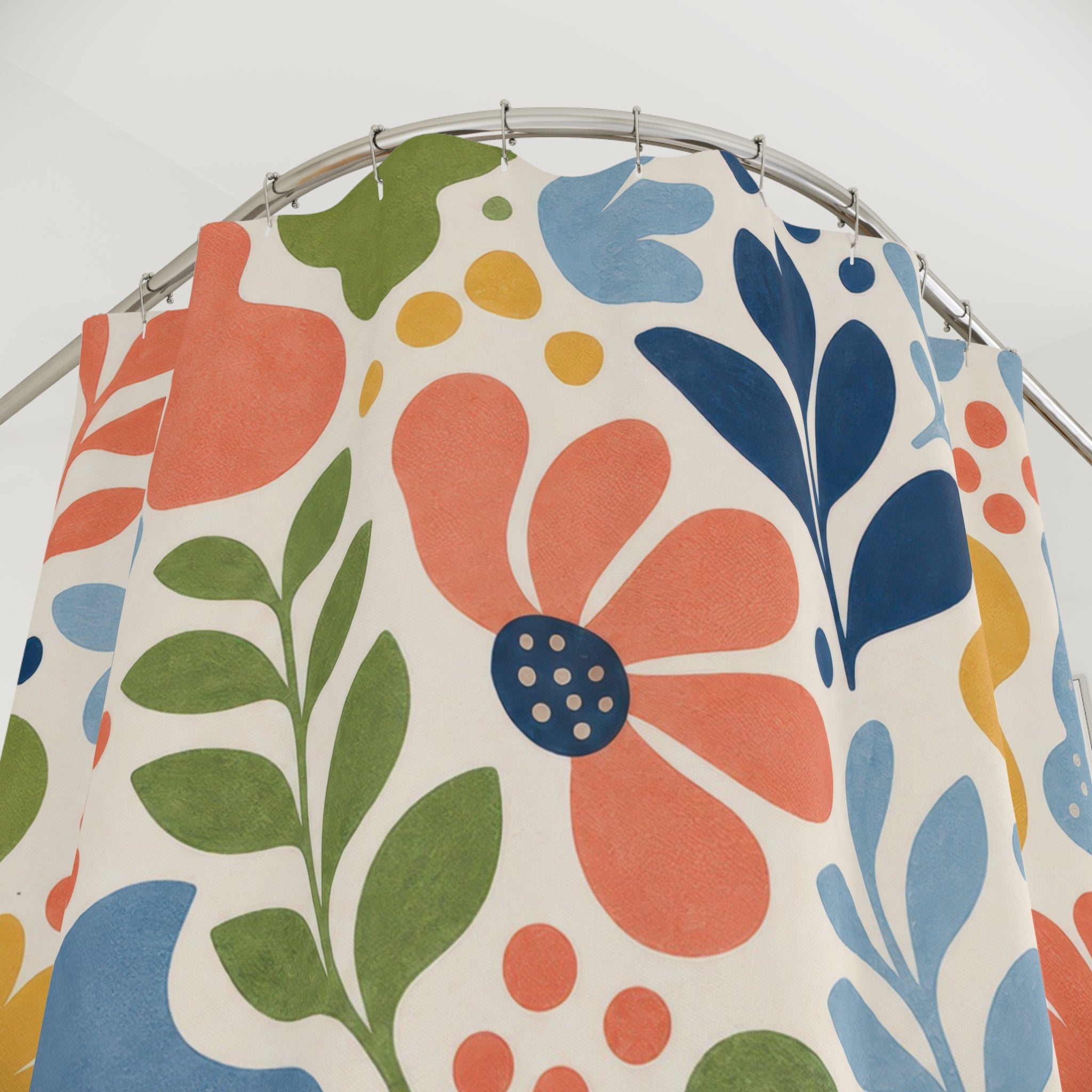 Bright Folk Flower Floral Shower Curtain