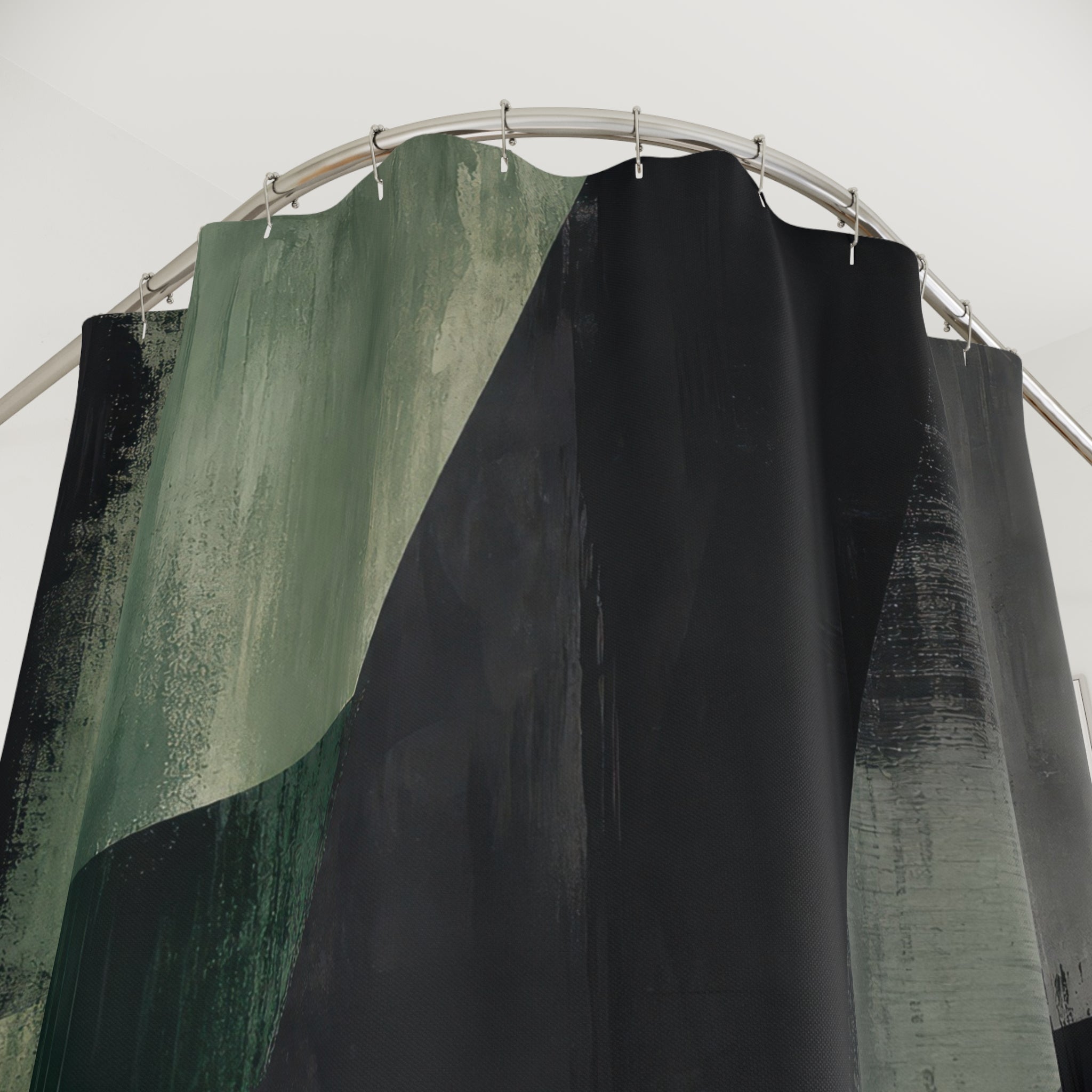 Black Green Geometric Shower Curtain