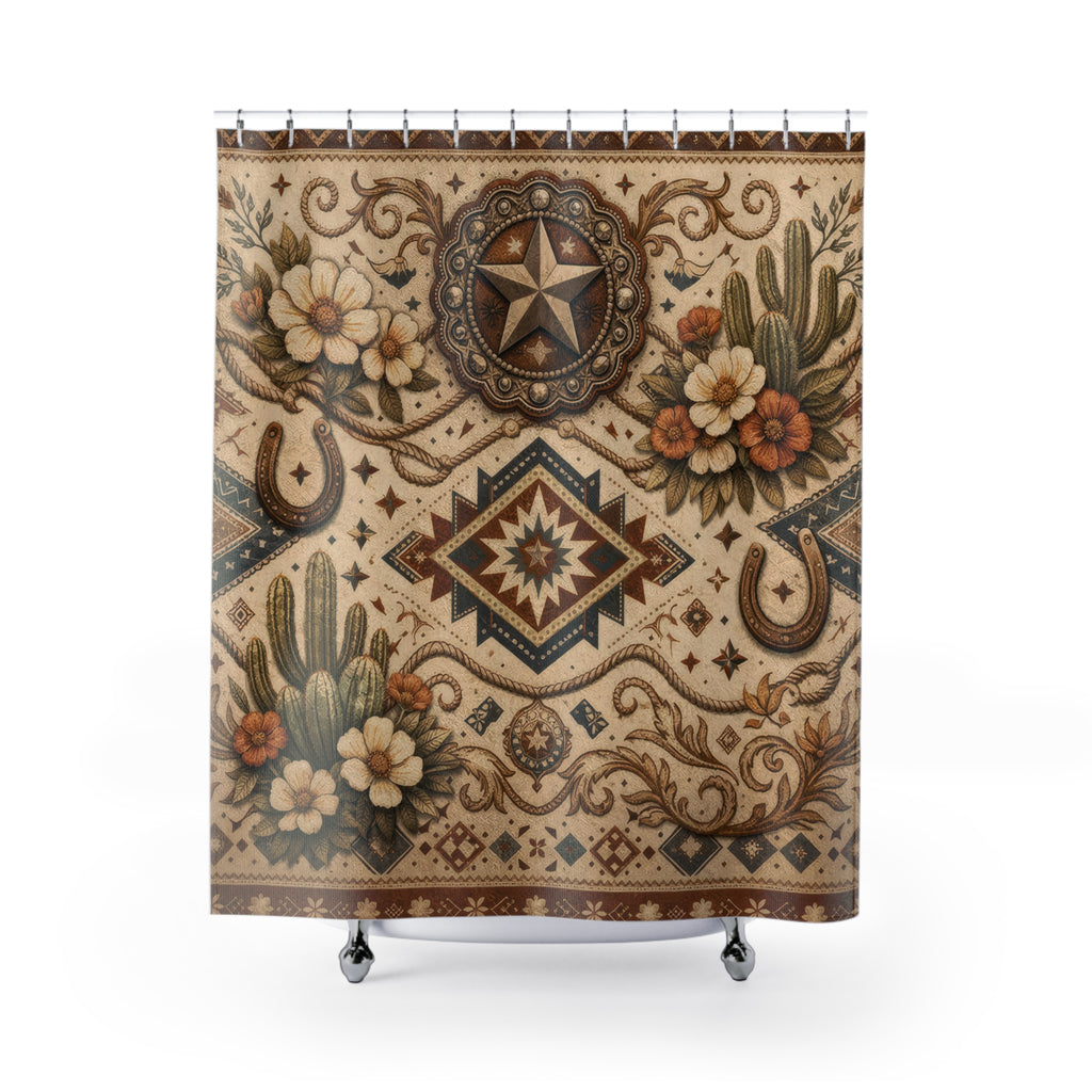 Western Floral Shower Curtain – Desert Ranch Beige
