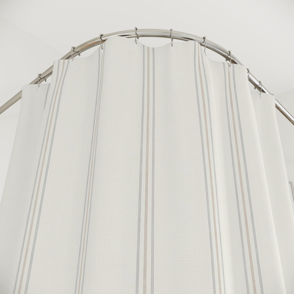 Cream Taupe Pinstripe Cluster Shower Curtain