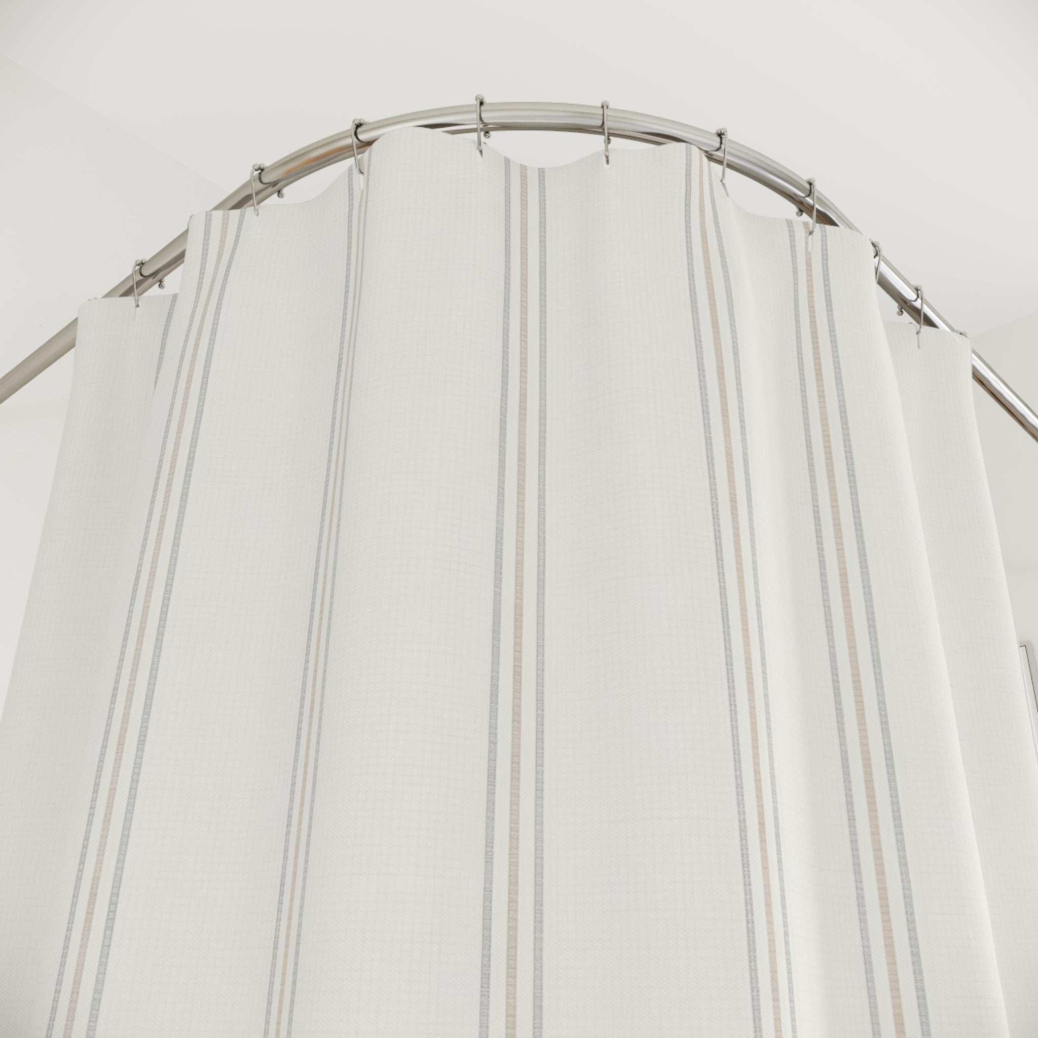 Cream Taupe Pinstripe Cluster Shower Curtain