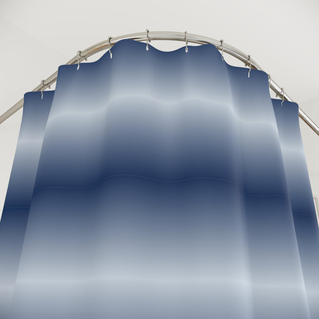 Blue and White Horizon Band Shower Curtain