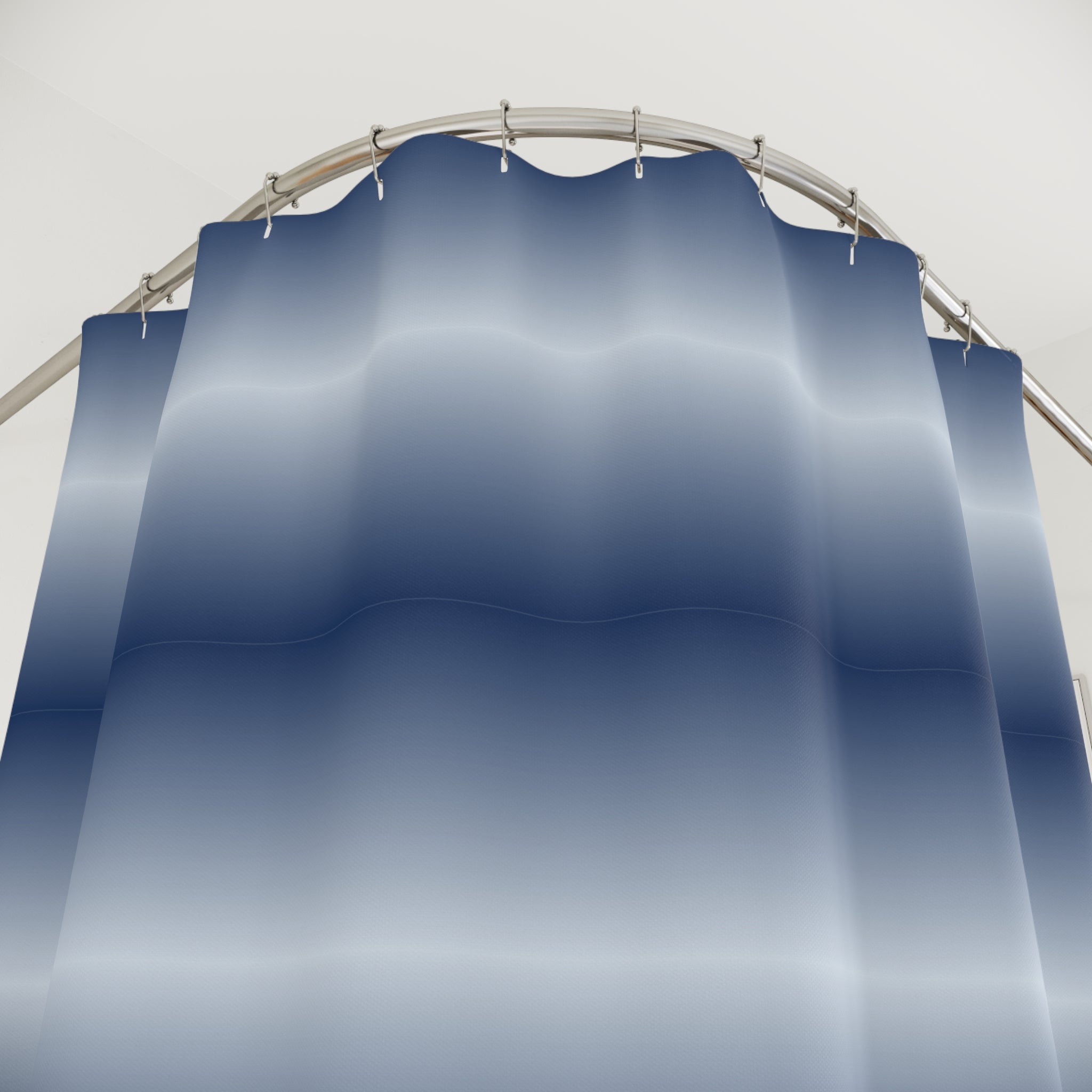 Blue and White Horizon Band Shower Curtain
