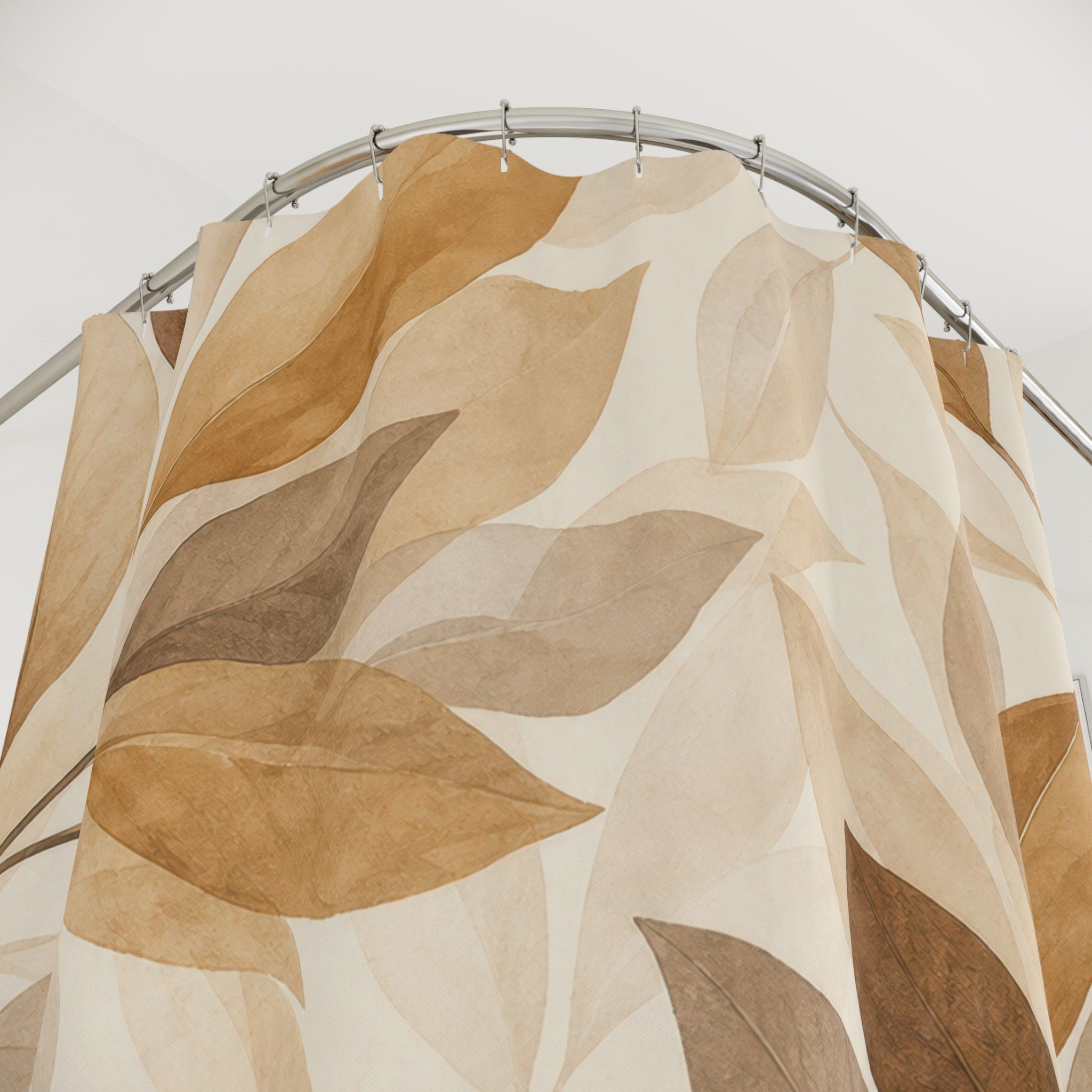 Brown Beige Watercolor Botanical Shower Curtain