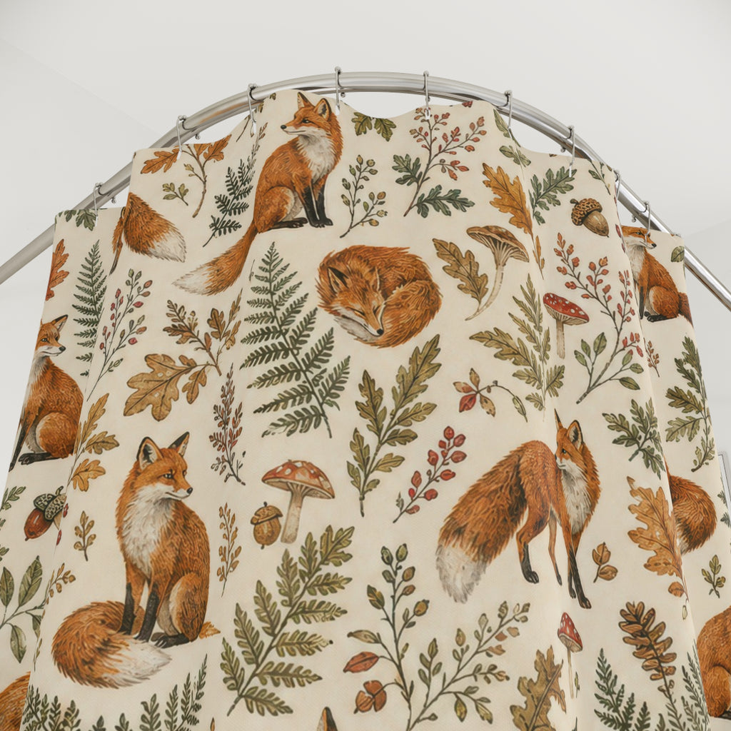 Woodland Animal Repeat Fox Shower Curtain