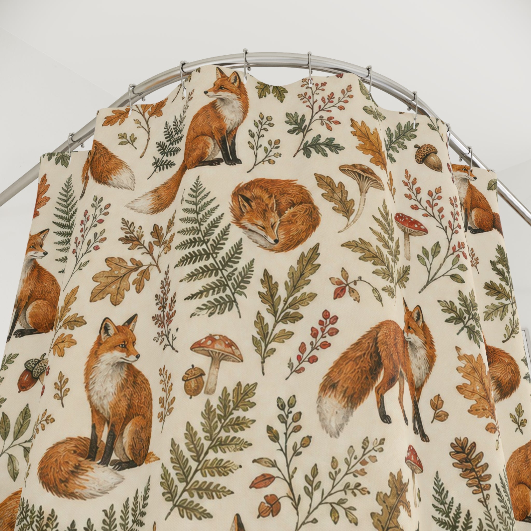 Woodland Animal Repeat Fox Shower Curtain