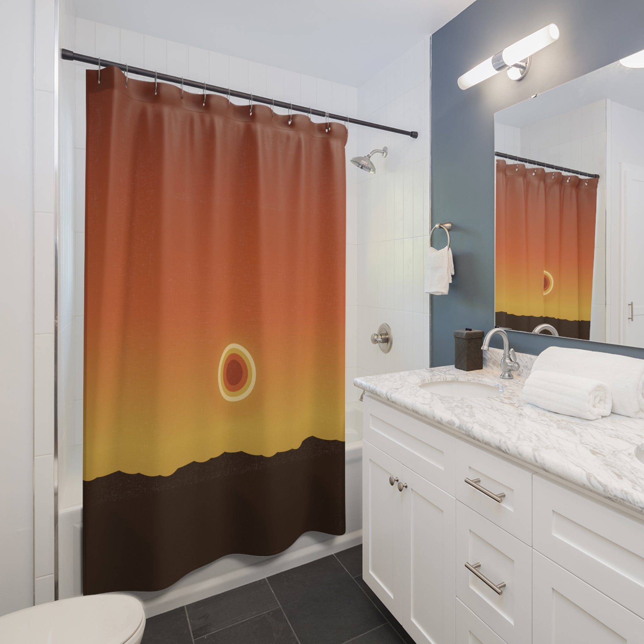 70s Sunset Shower Curtain