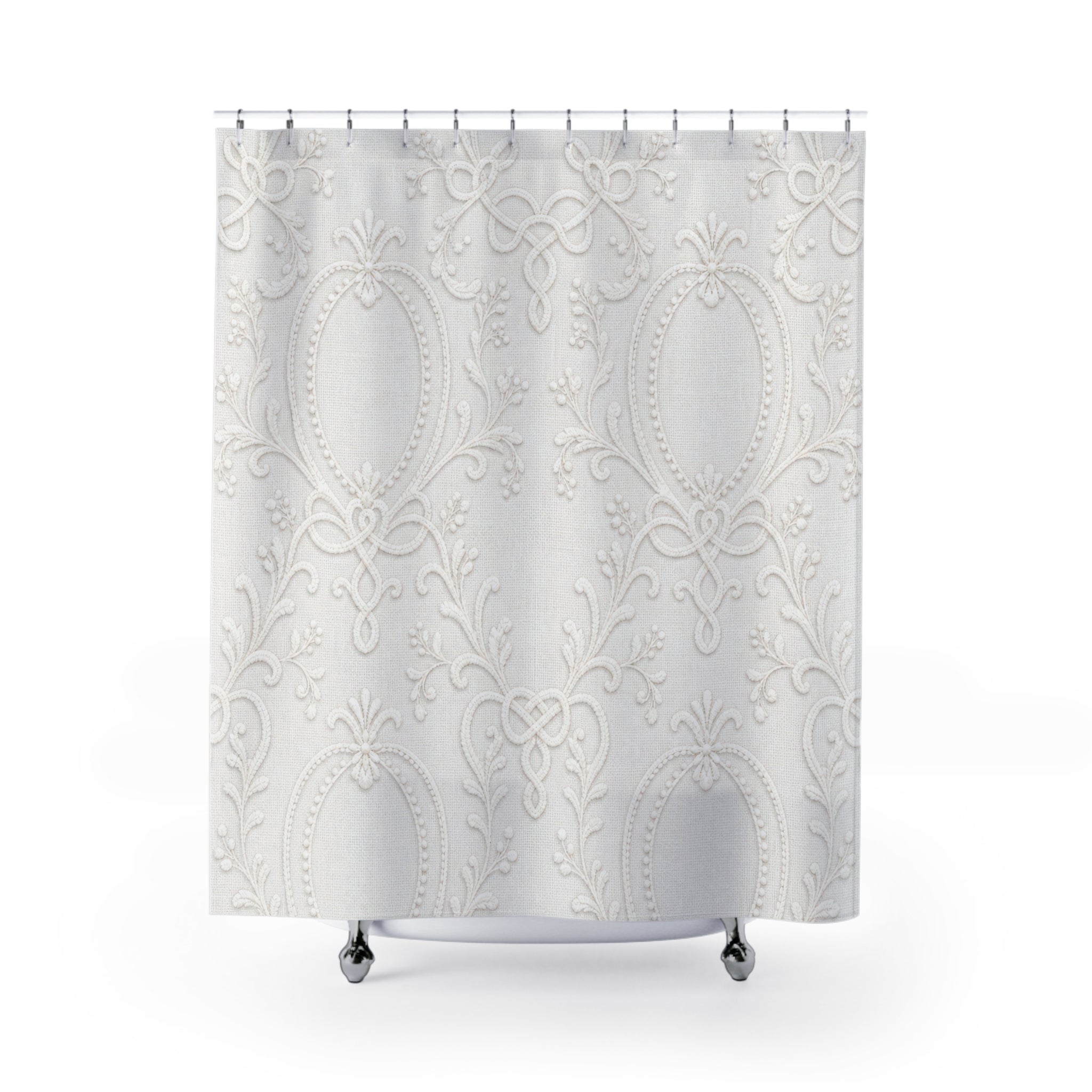 White Ornamental Frame Shower Curtain