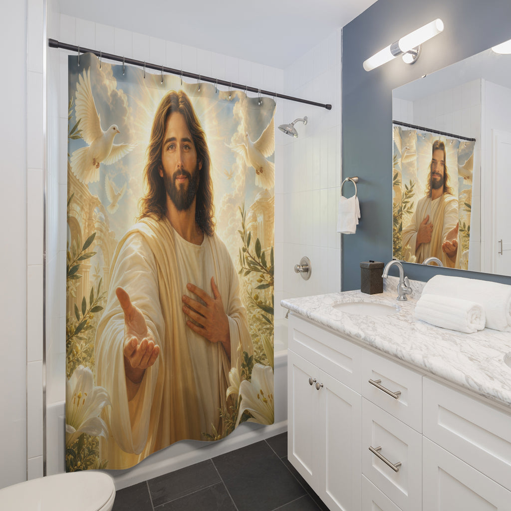 Jesus Shower Curtain: Dove Lily Religious