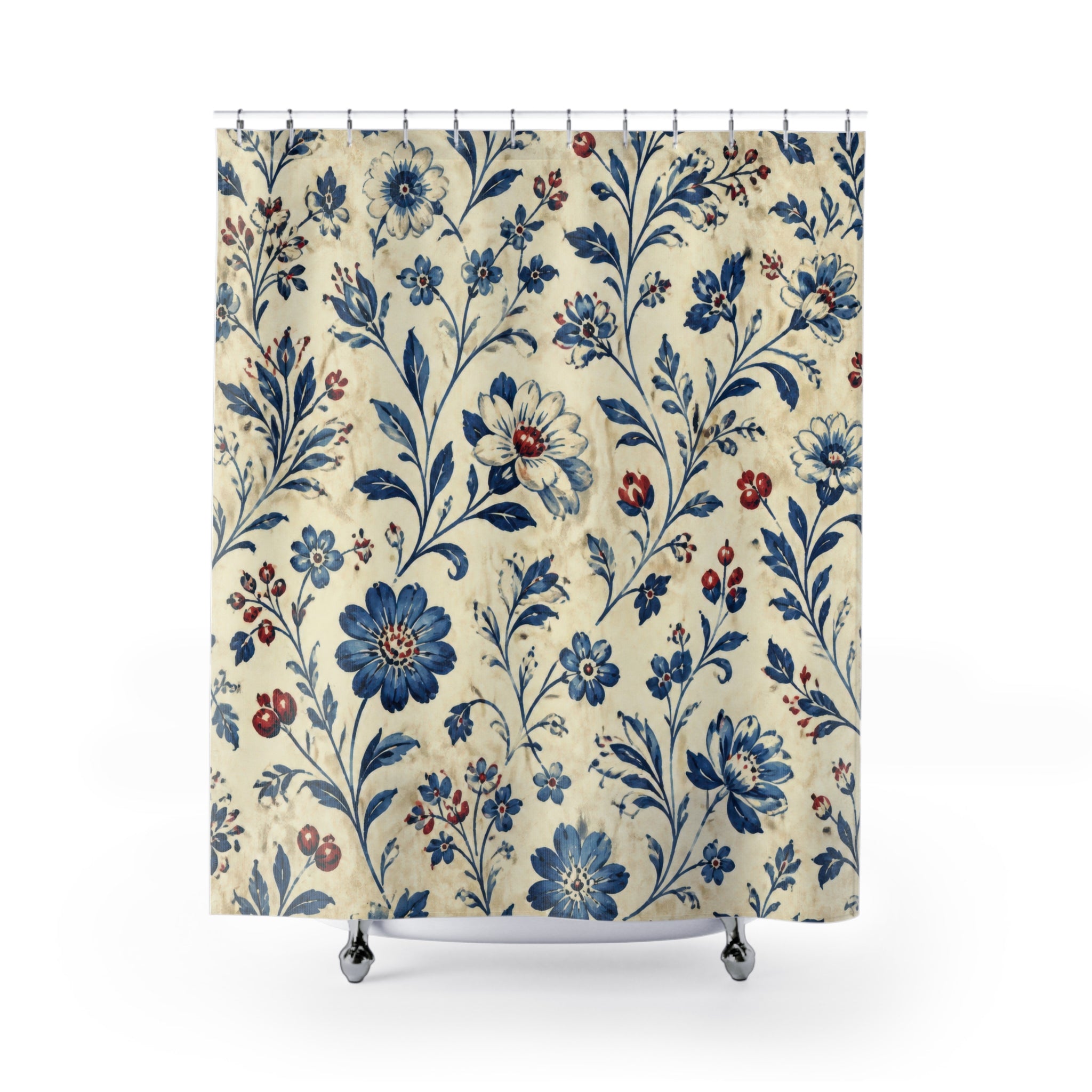Blue Country Vintage Floral Shower Curtain