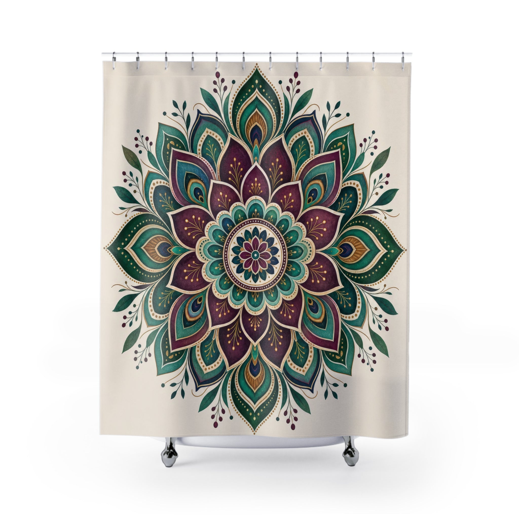 Jewel Tone Floral Medallion Shower Curtain